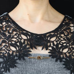 French 20th Century 18 Karat Yellow And White Gold Bar Brooch