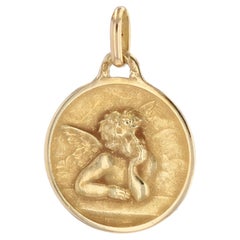 Ciondolo a forma di angelo in oro giallo 18 carati del XX secolo francese