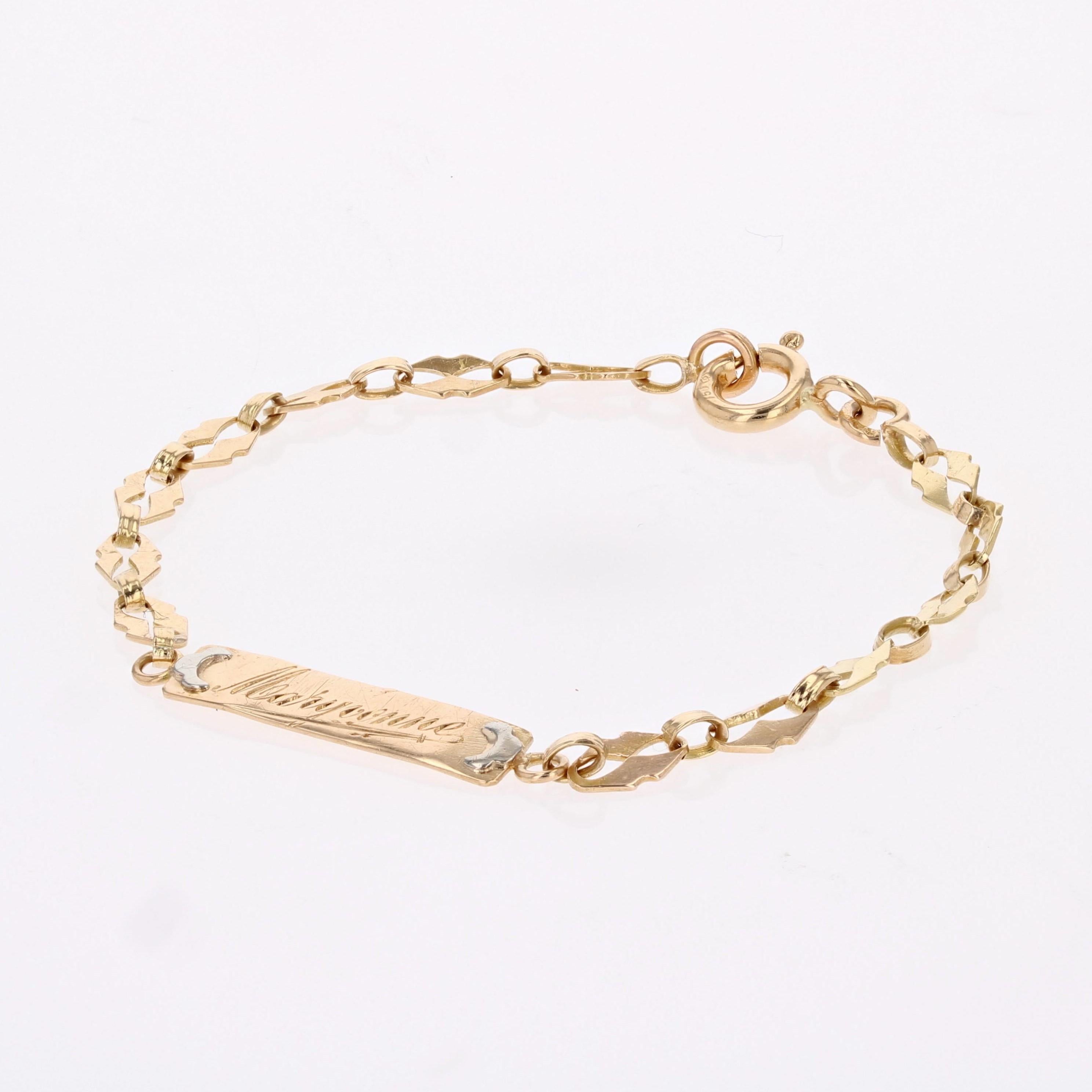 Belle Époque French 20th Century 18 Karat Yellow Gold Baby Curb Maryvonne Bracelet For Sale