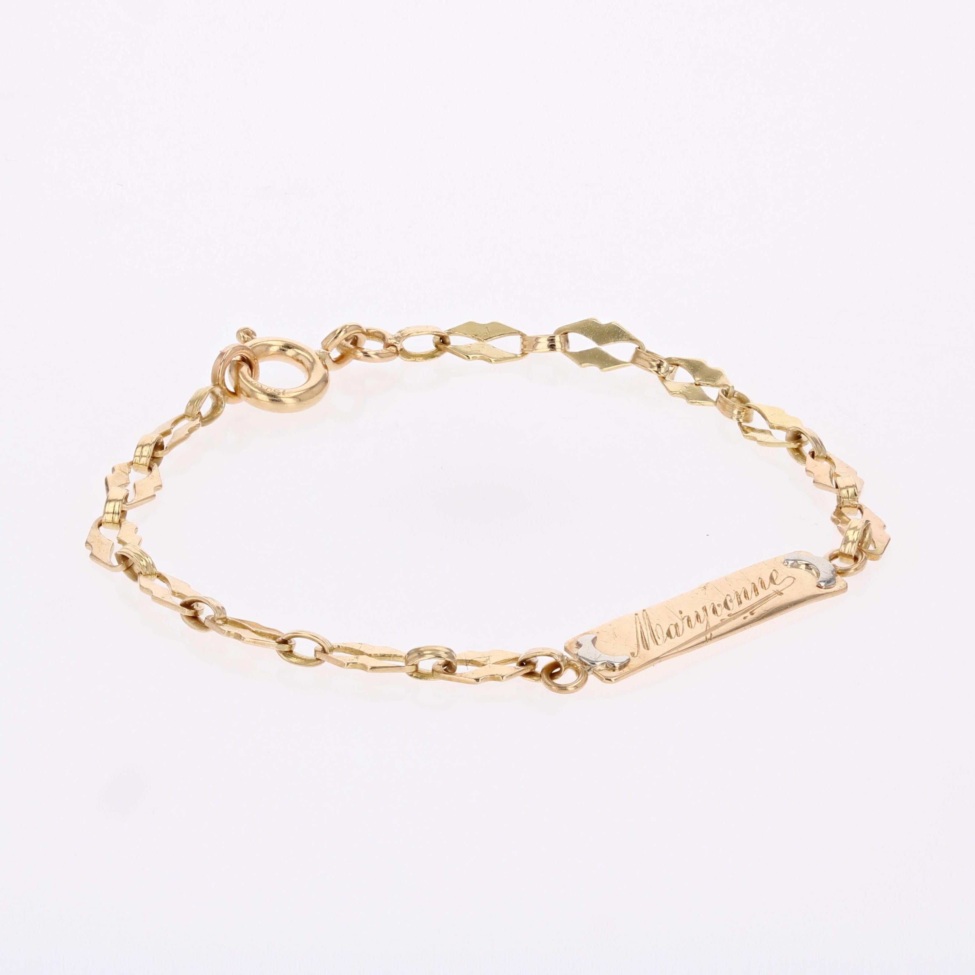French 20th Century 18 Karat Yellow Gold Baby Curb Maryvonne Bracelet In Good Condition For Sale In Poitiers, FR