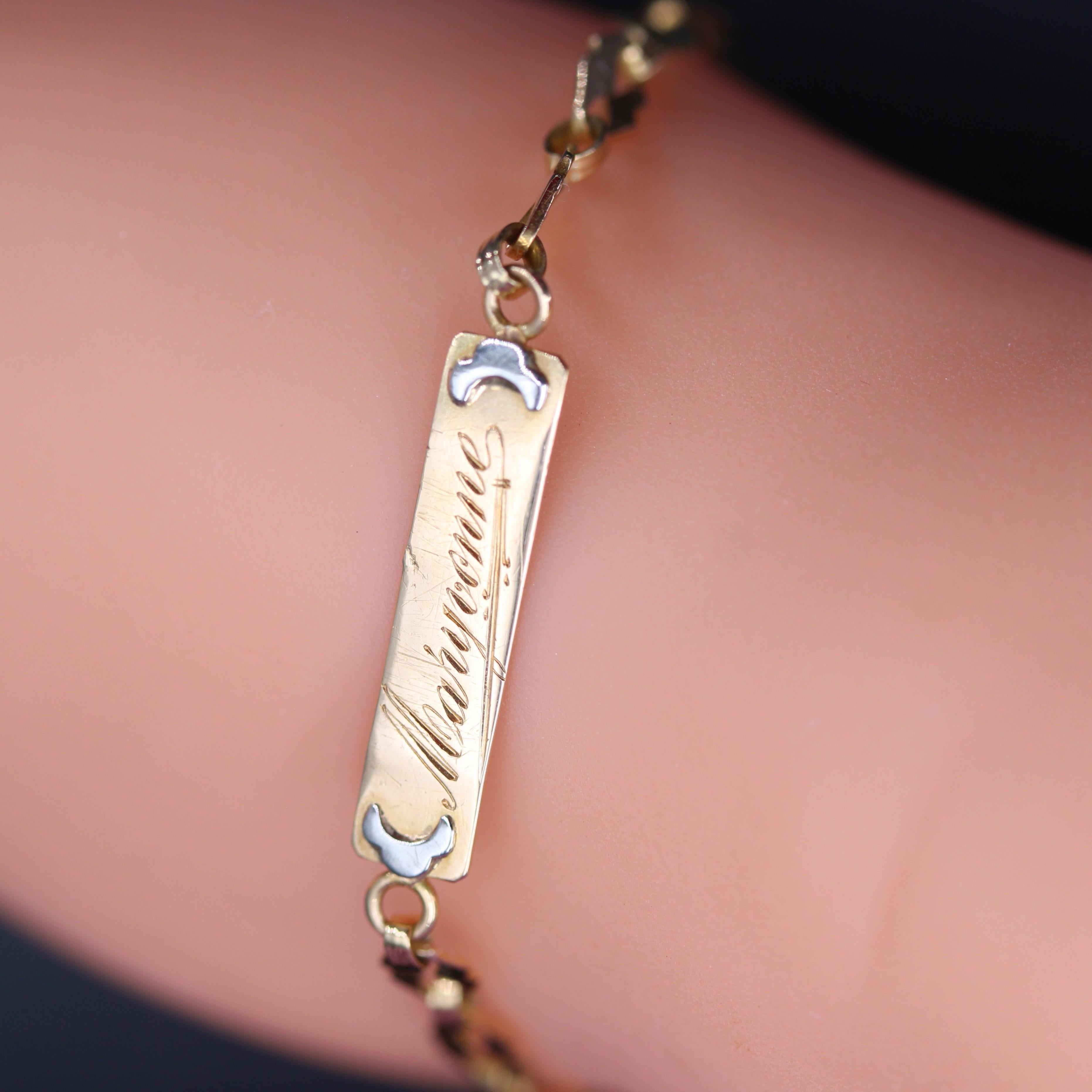 Women's French 20th Century 18 Karat Yellow Gold Baby Curb Maryvonne Bracelet For Sale
