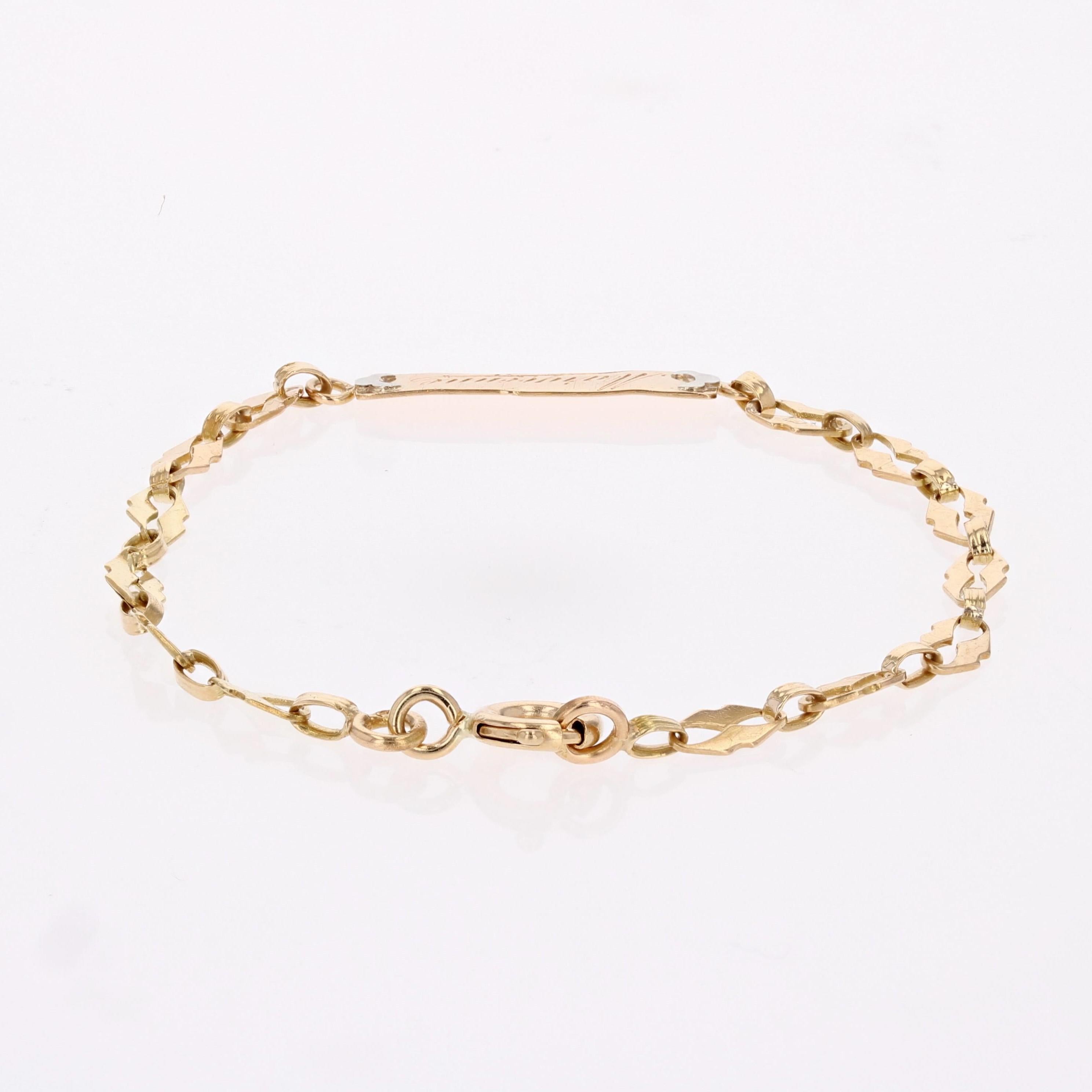 French 20th Century 18 Karat Yellow Gold Baby Curb Maryvonne Bracelet For Sale 1