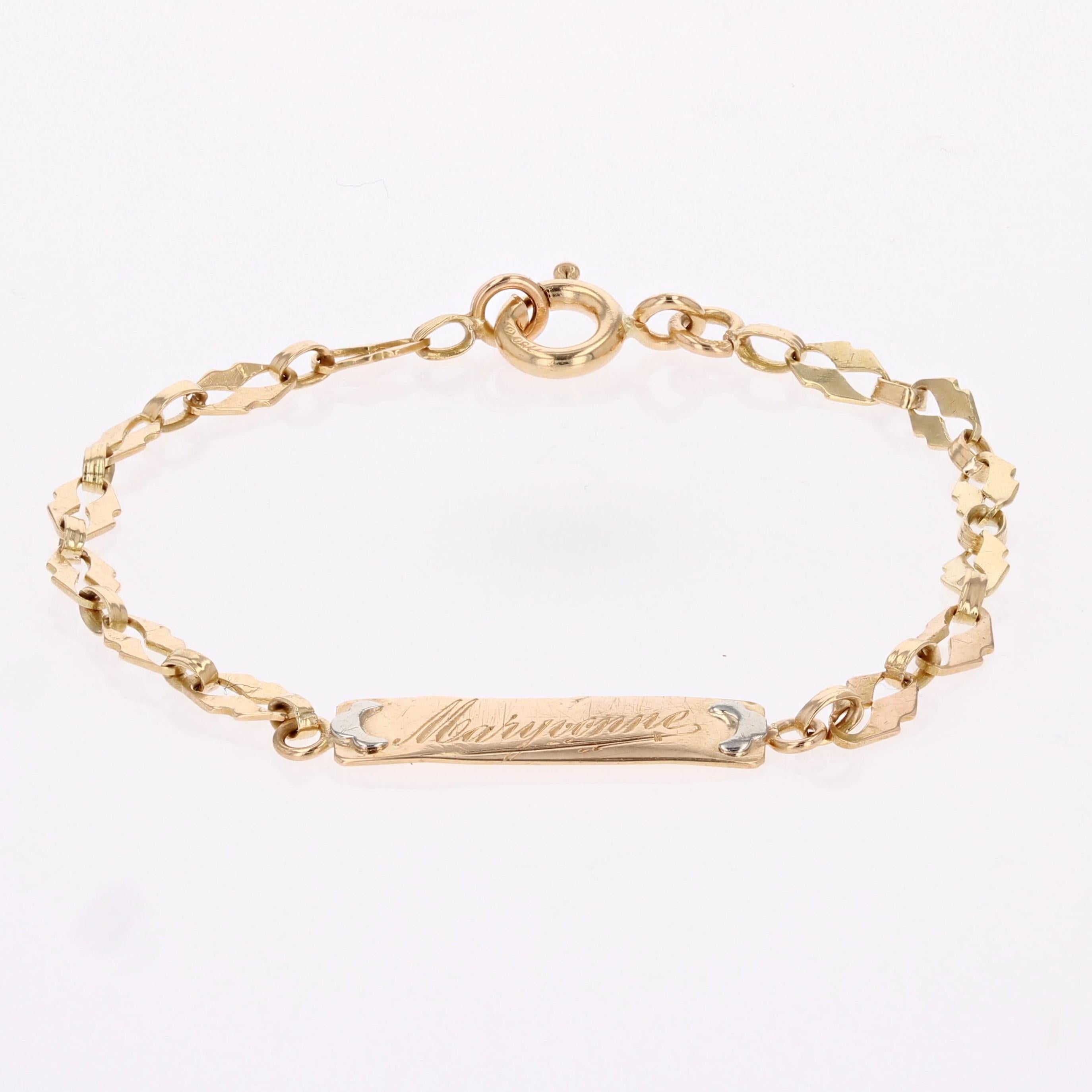 French 20th Century 18 Karat Yellow Gold Baby Curb Maryvonne Bracelet For Sale 2