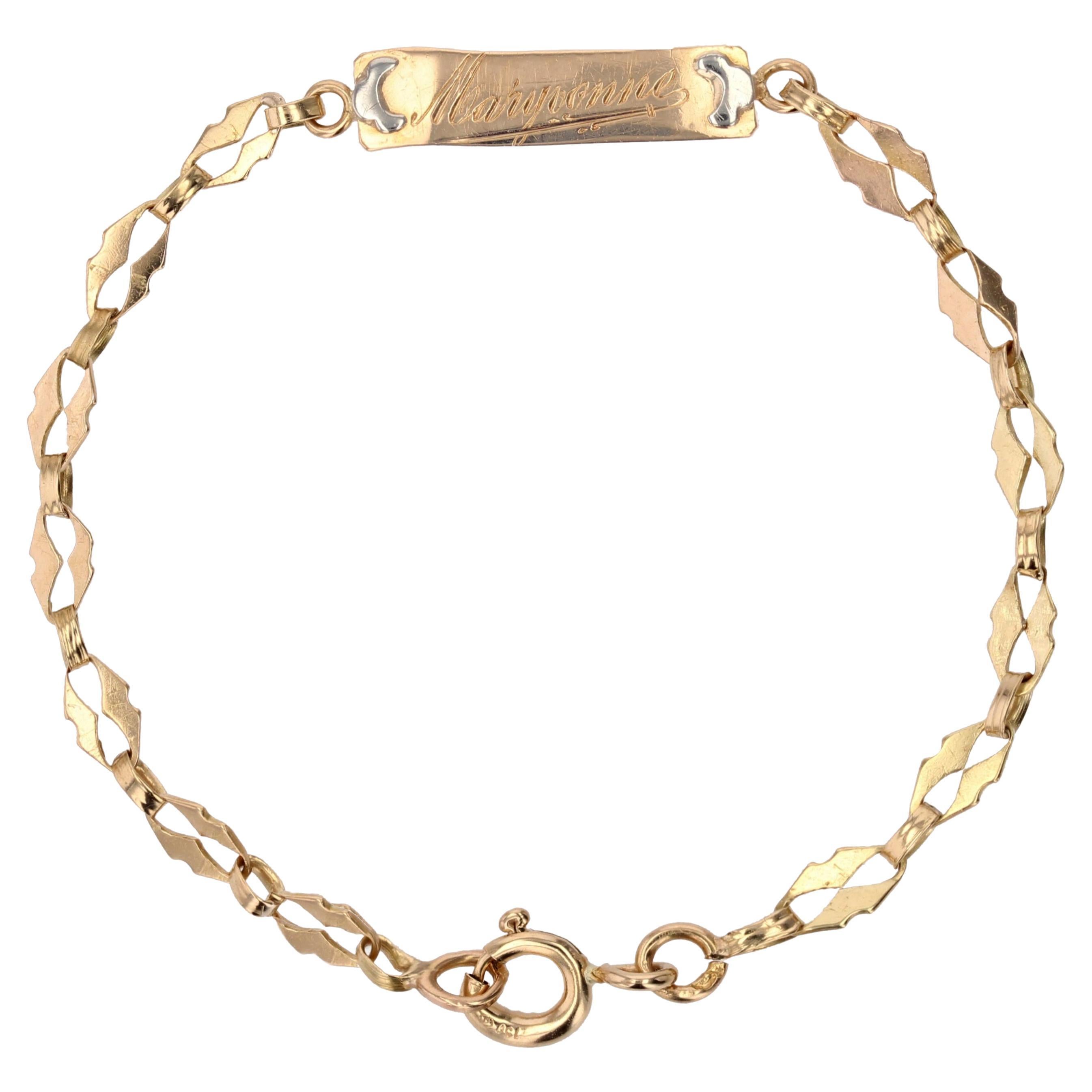 French 20th Century 18 Karat Yellow Gold Baby Curb Maryvonne Bracelet