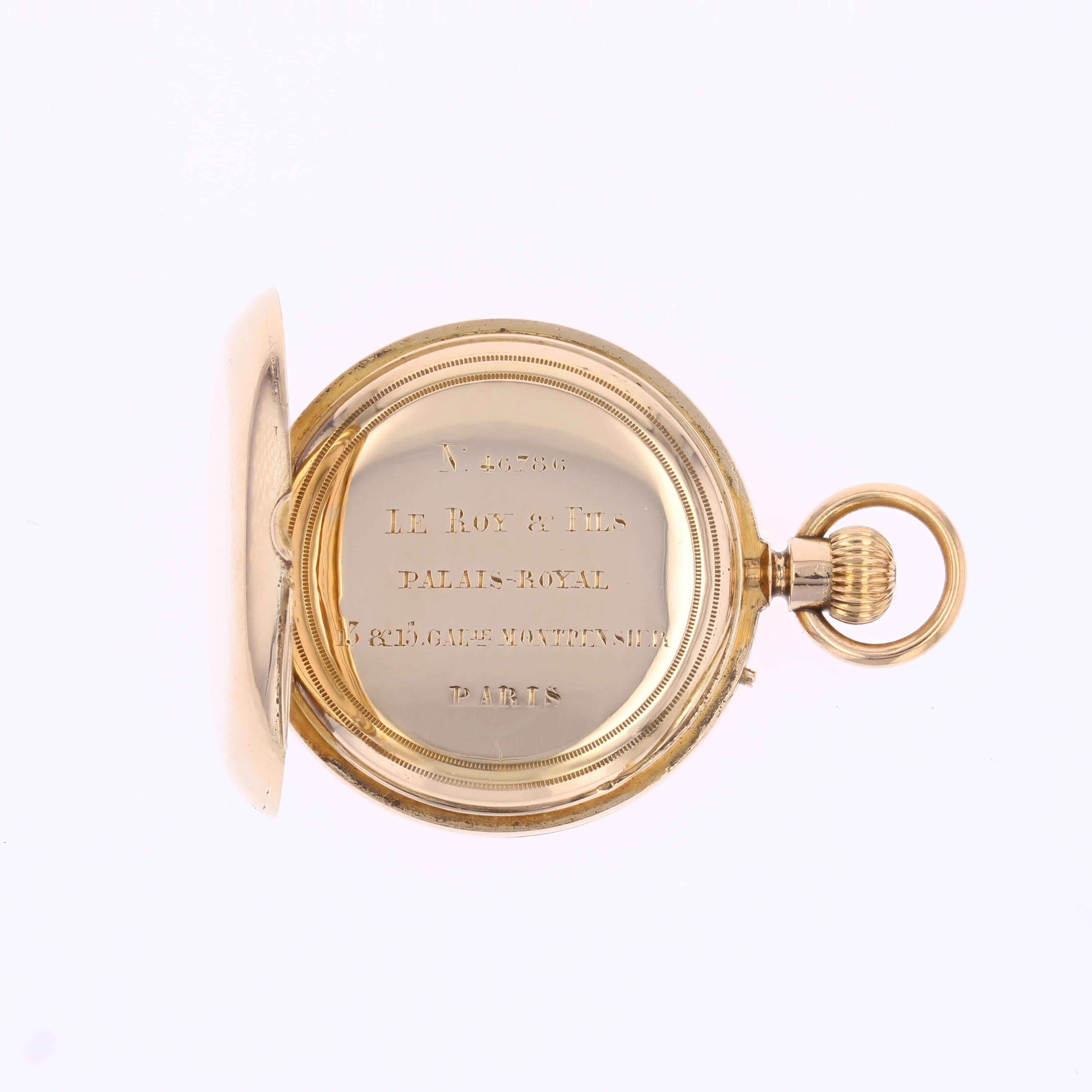 Pendentif montre de poche en or jaune 18 carats et émail bleu du 20e siècle en vente 4