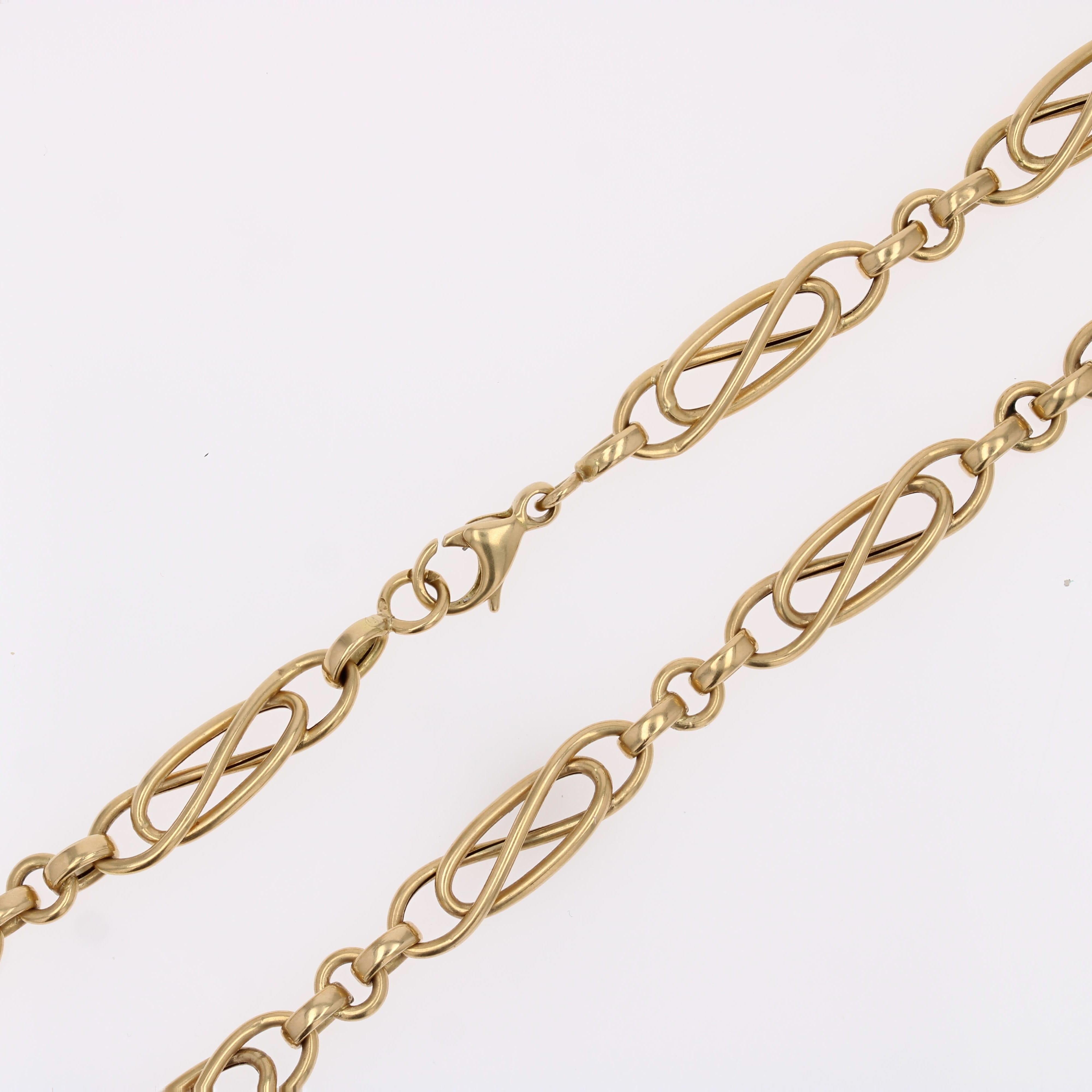 Collar francés de cadena de oro amarillo de 18 quilates del siglo XX en venta 6