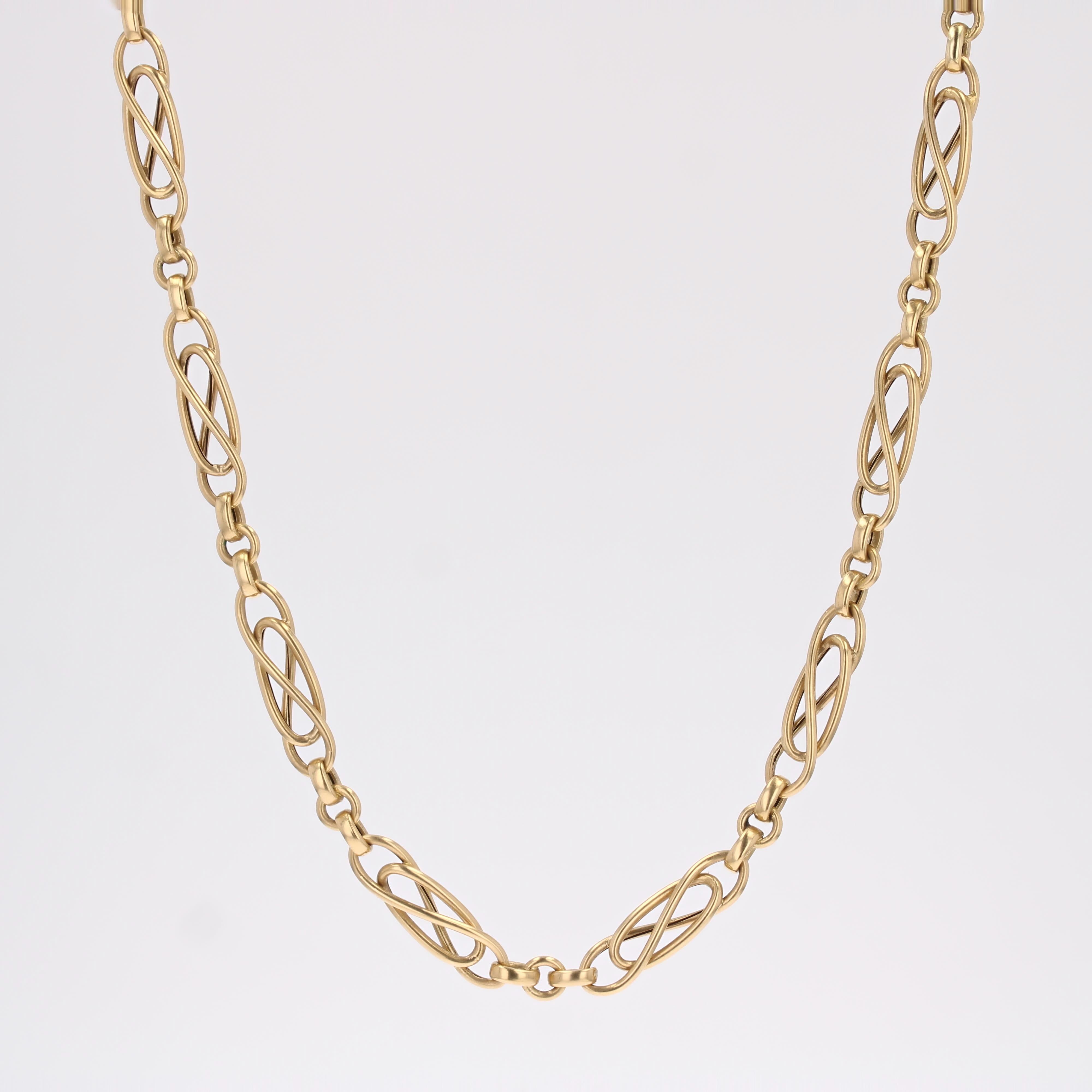 Collar francés de cadena de oro amarillo de 18 quilates del siglo XX en venta 8