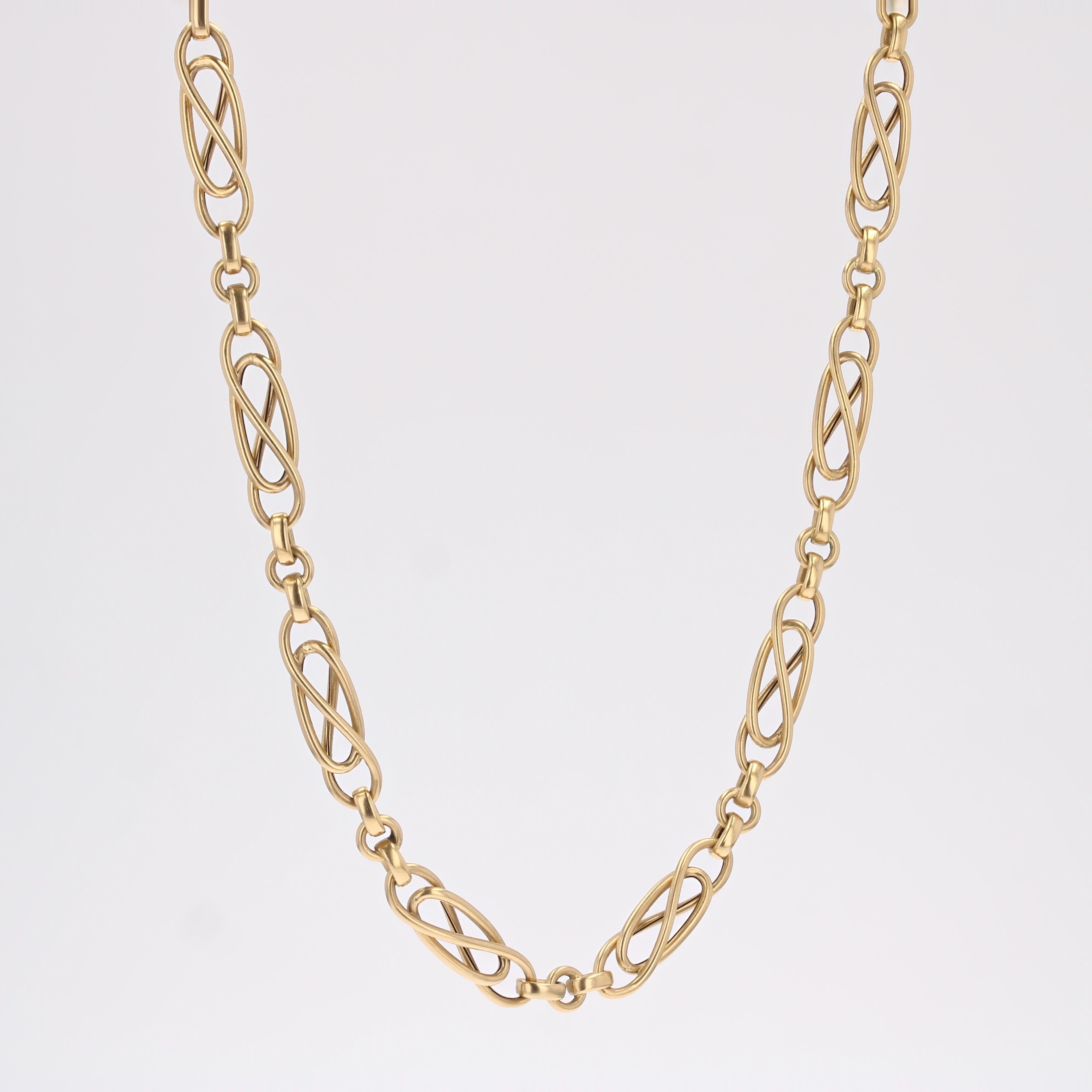 Collar francés de cadena de oro amarillo de 18 quilates del siglo XX Retro en venta