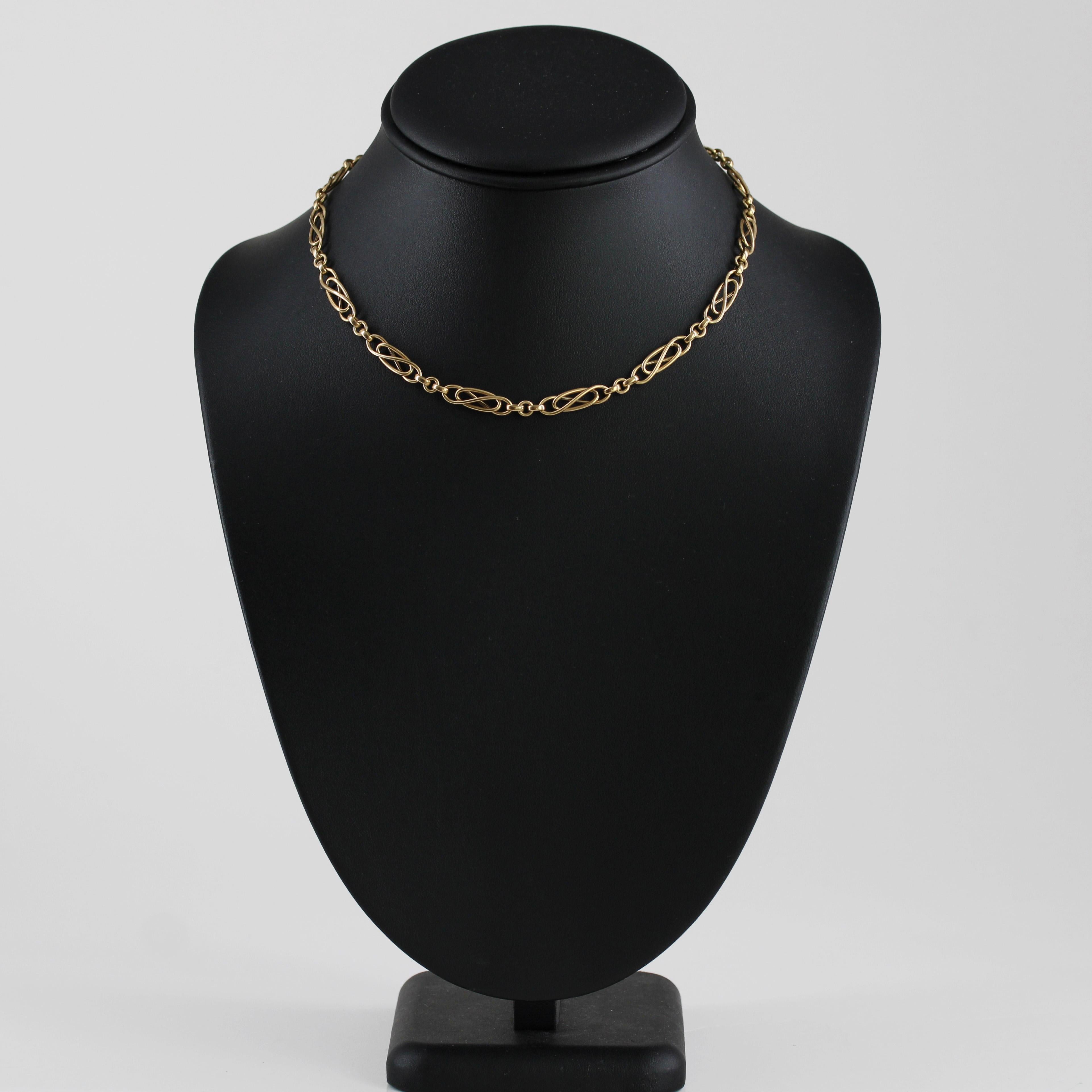 Collar francés de cadena de oro amarillo de 18 quilates del siglo XX en venta 1