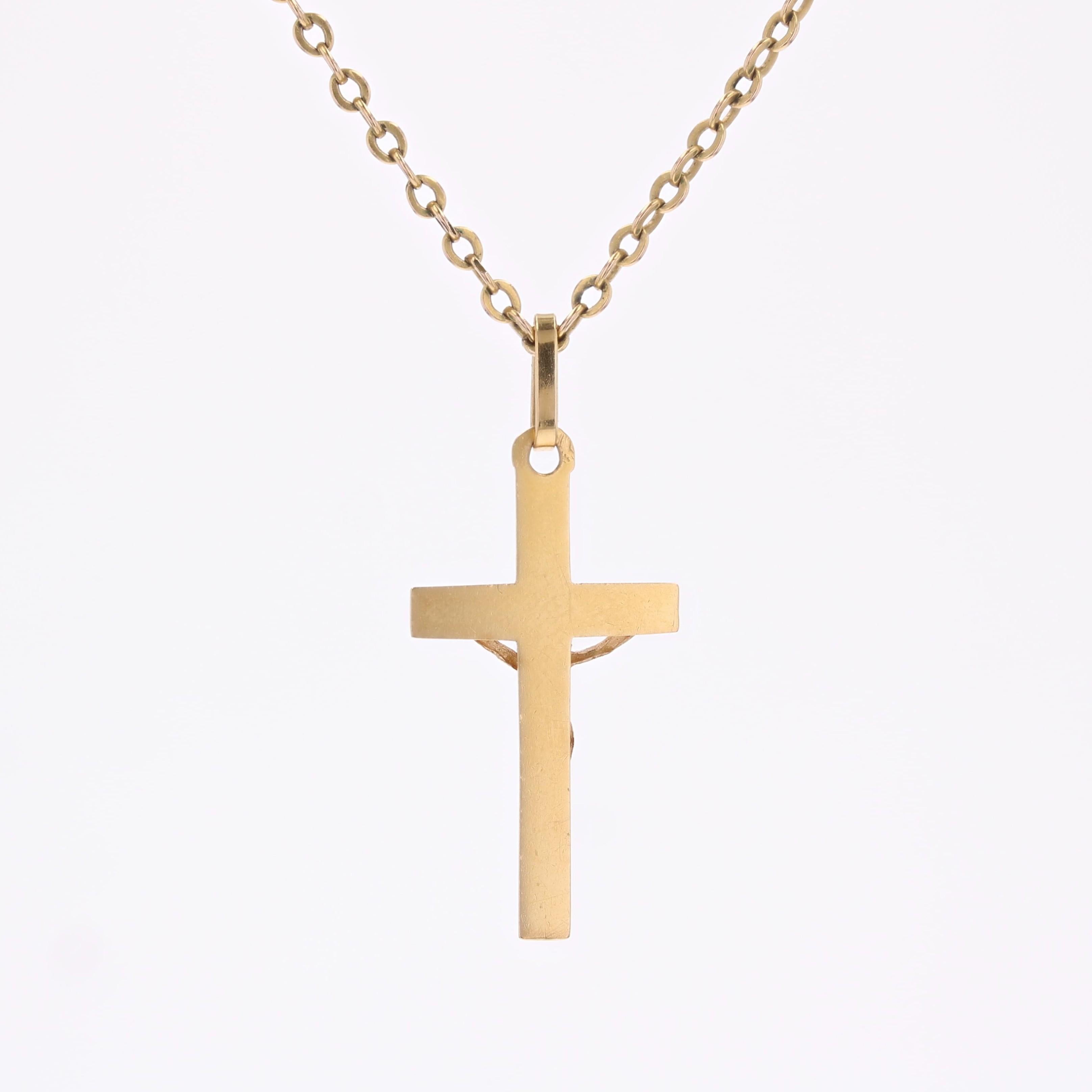 French 20th Century 18 Karat Yellow Gold Christ Cross Pendant For Sale 2