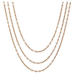French 20th Century 18 Karat Yellow Gold Cob Mesh Long Necklace