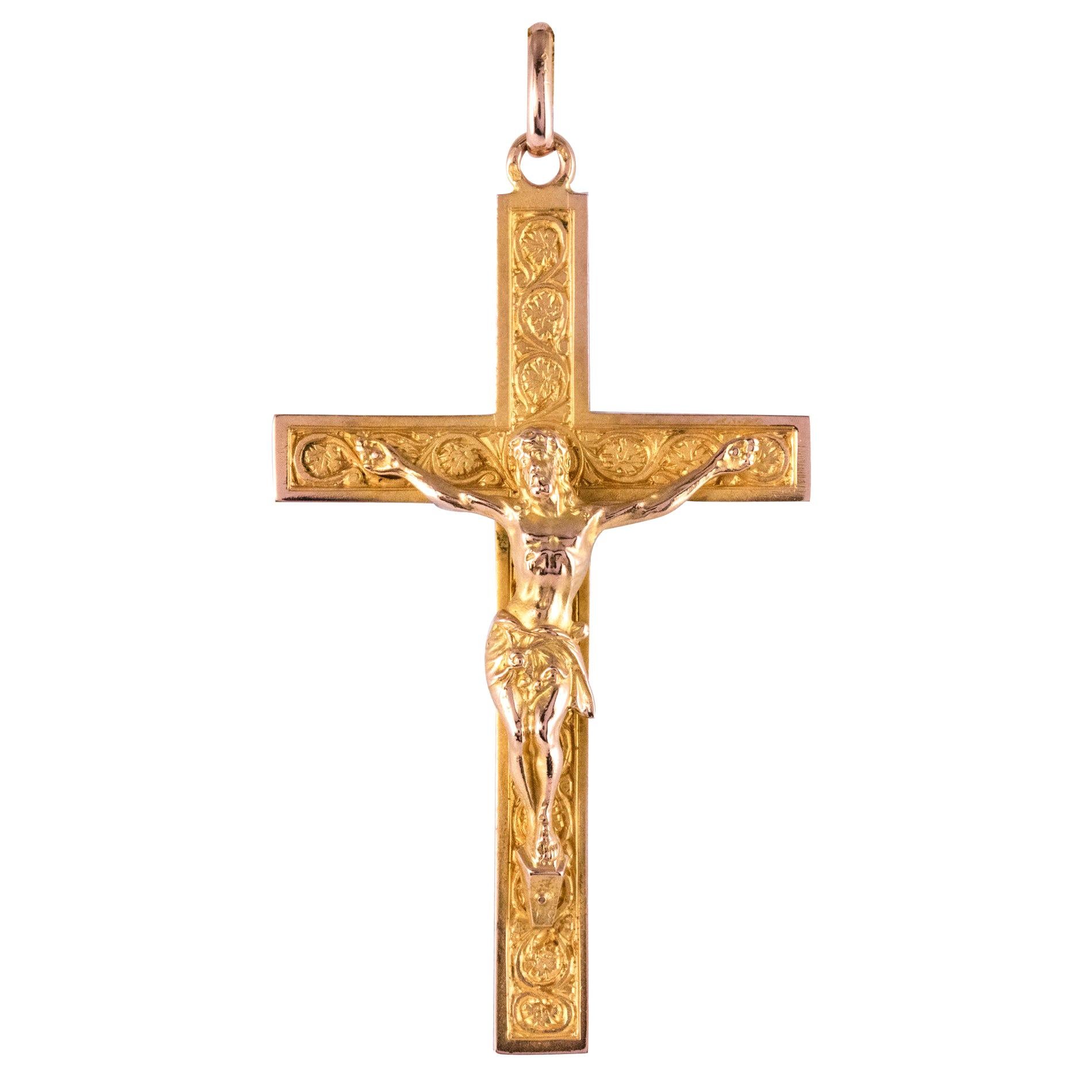 French 20th Century 18 Karat Yellow Gold Cross Pendant