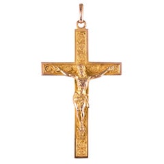 French 20th Century 18 Karat Yellow Gold Cross Pendant
