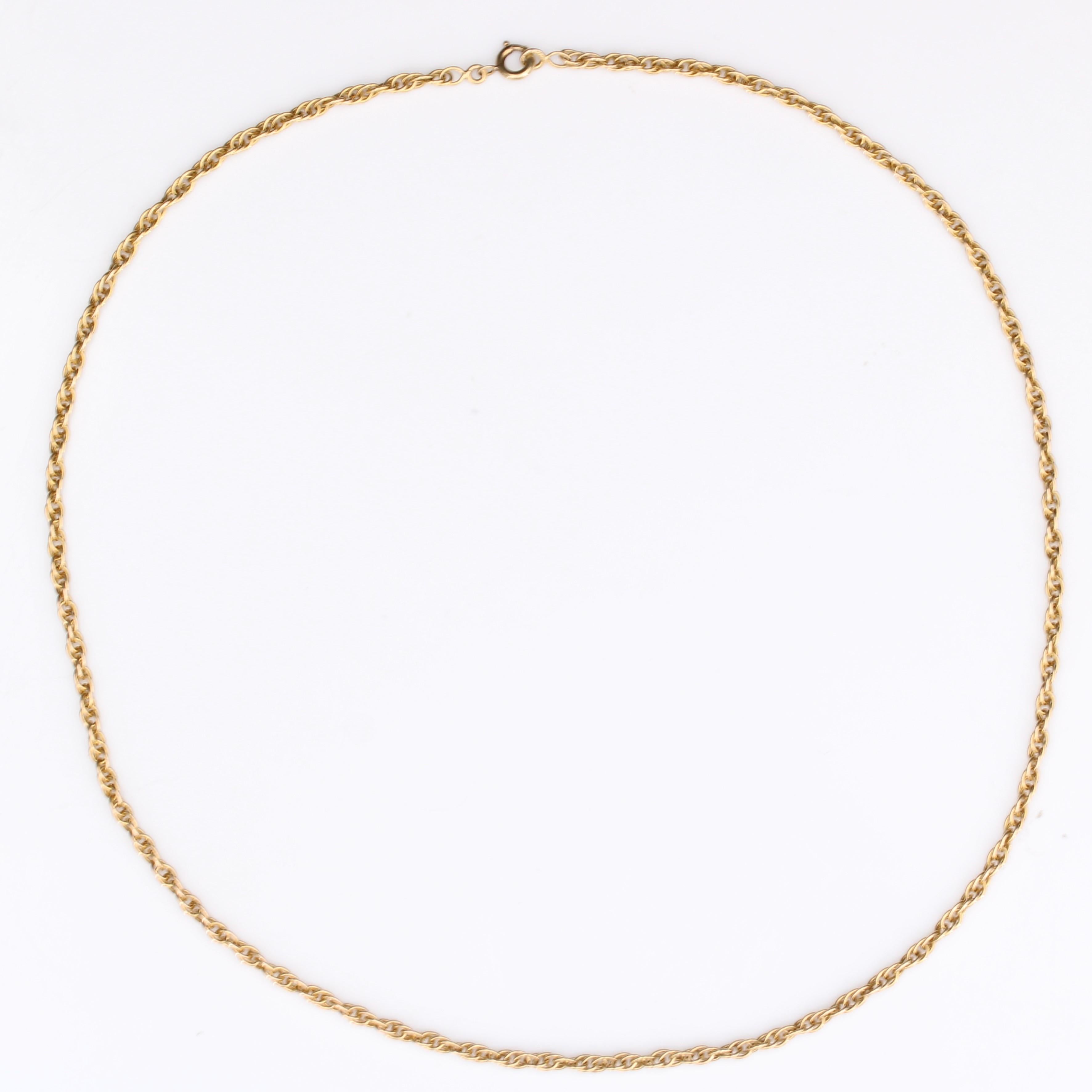 Retro French 20th Century 18 Karat Yellow Gold Double Jaseron Mesh Chain Necklace For Sale