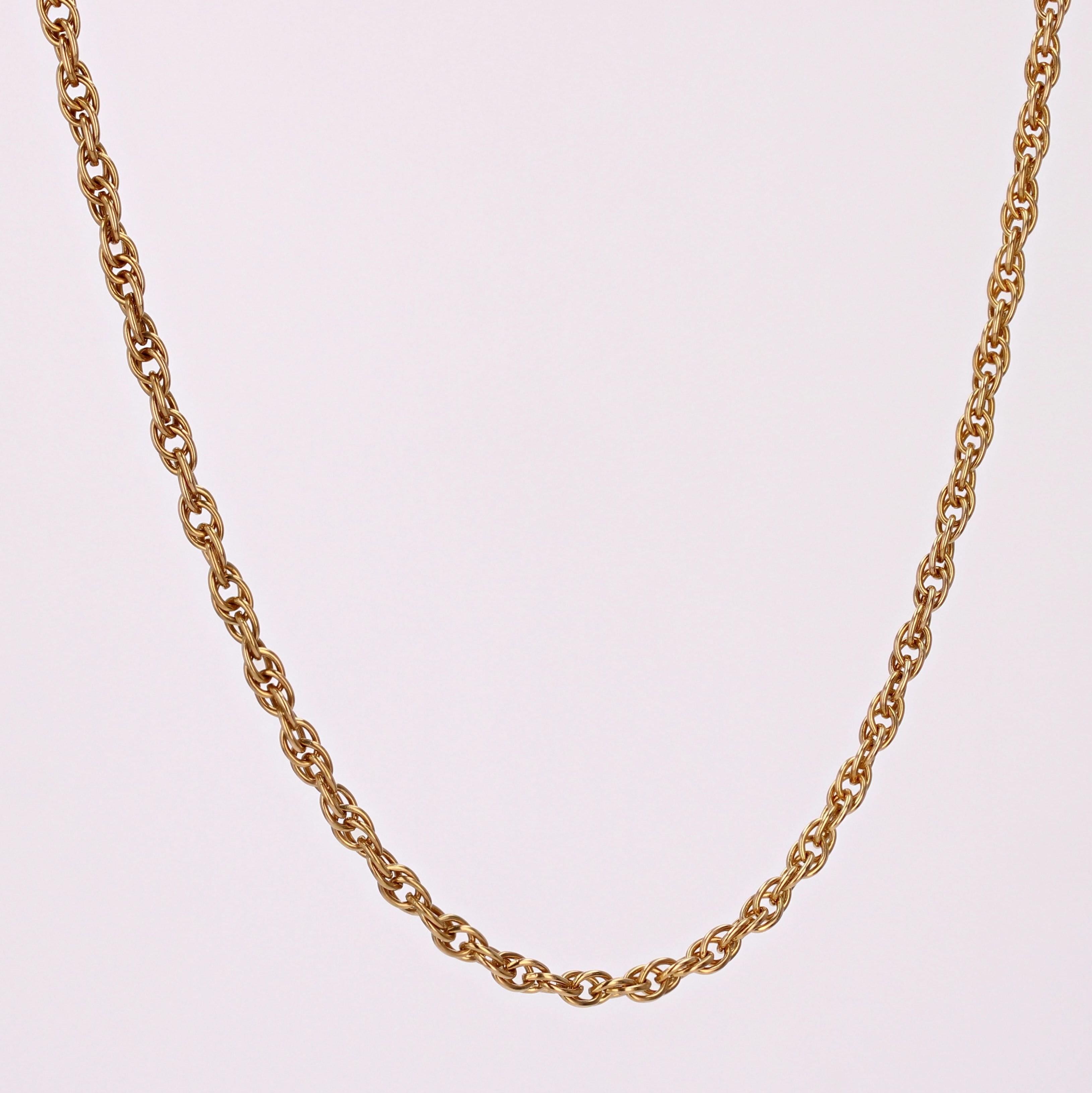 French 20th Century 18 Karat Yellow Gold Double Jaseron Mesh Chain Necklace In Good Condition For Sale In Poitiers, FR