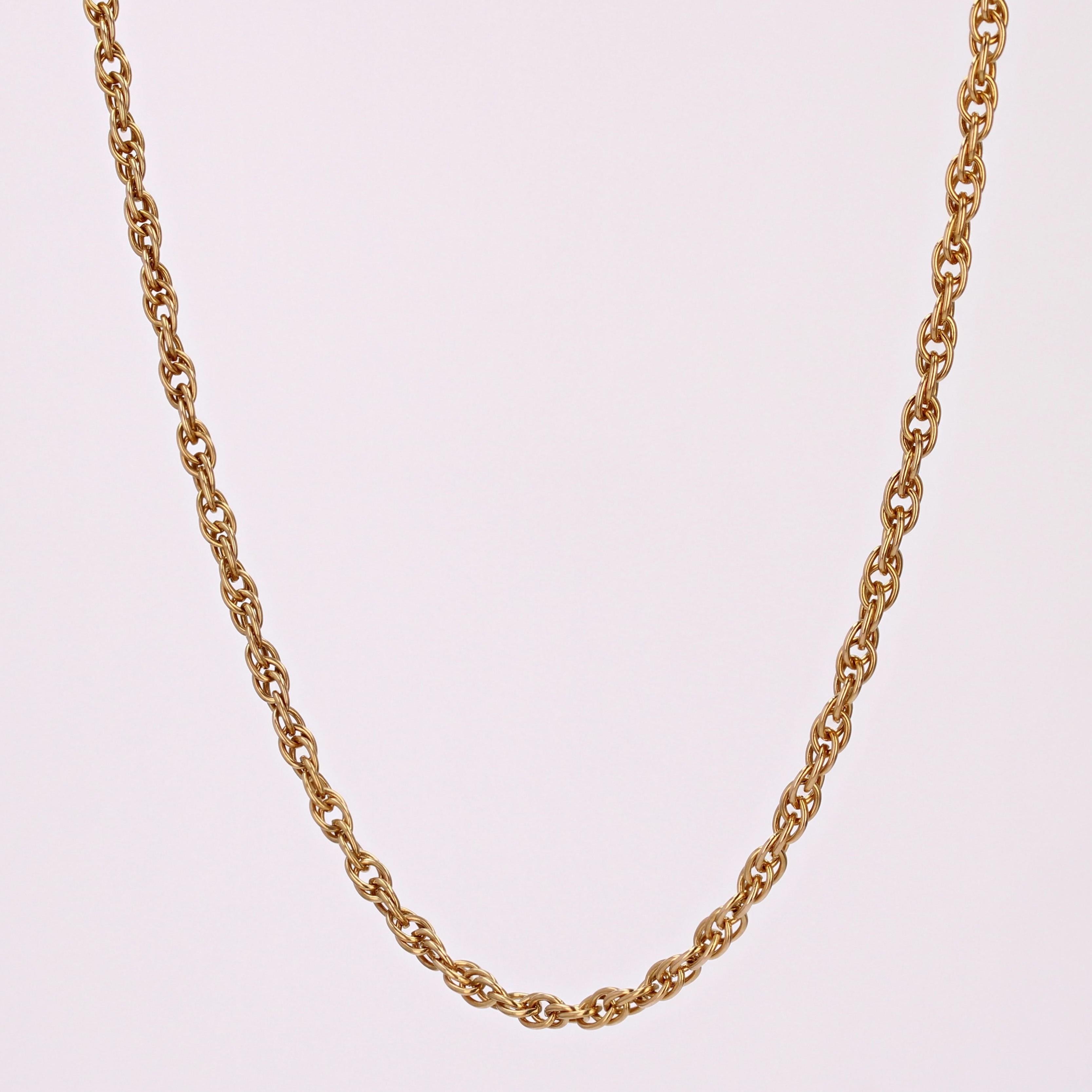 18 Karat Gelbgold Doppel Jaseron Mesh Kette Halskette, Französisch 20. Jahrhundert für Damen oder Herren im Angebot
