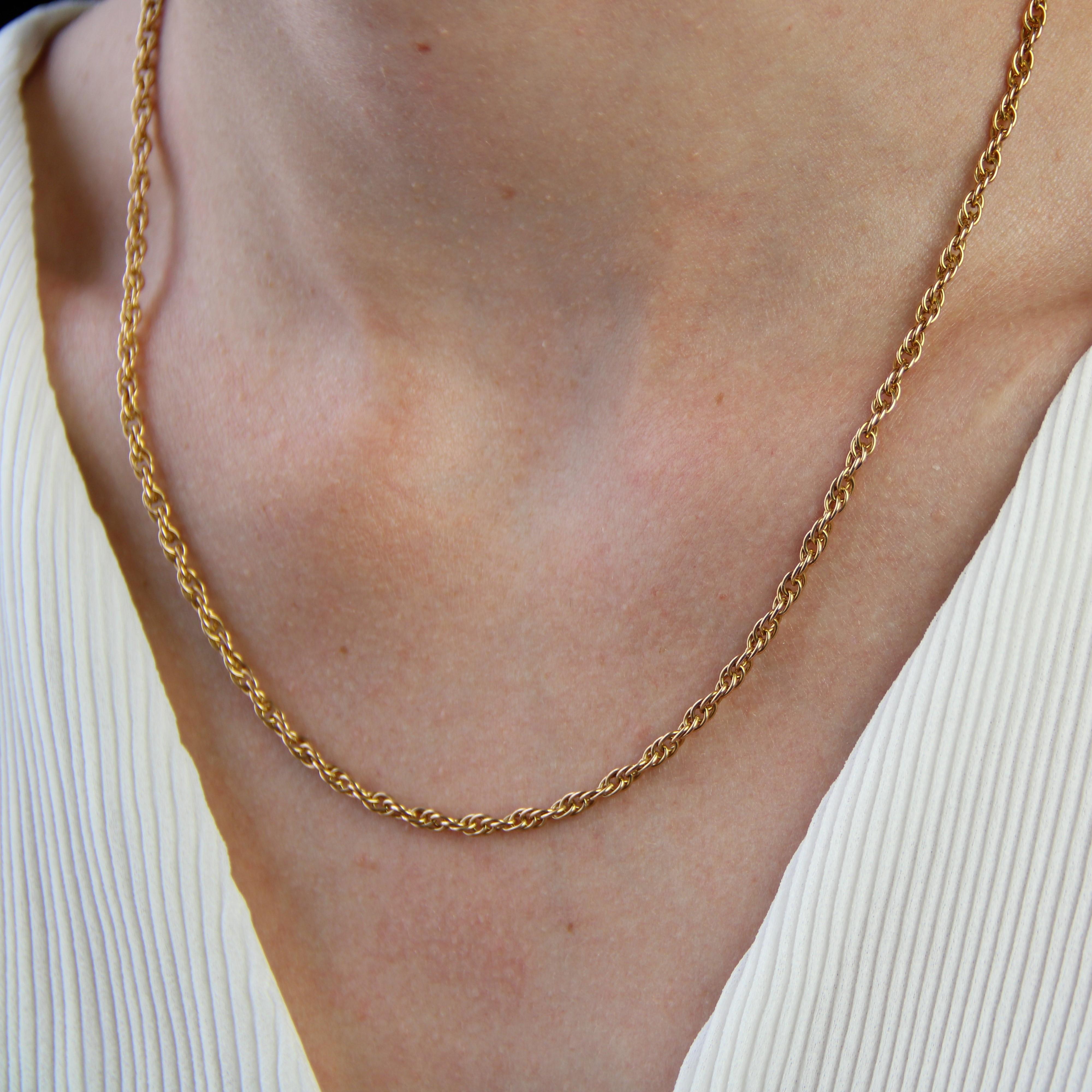 French 20th Century 18 Karat Yellow Gold Double Jaseron Mesh Chain Necklace For Sale 1