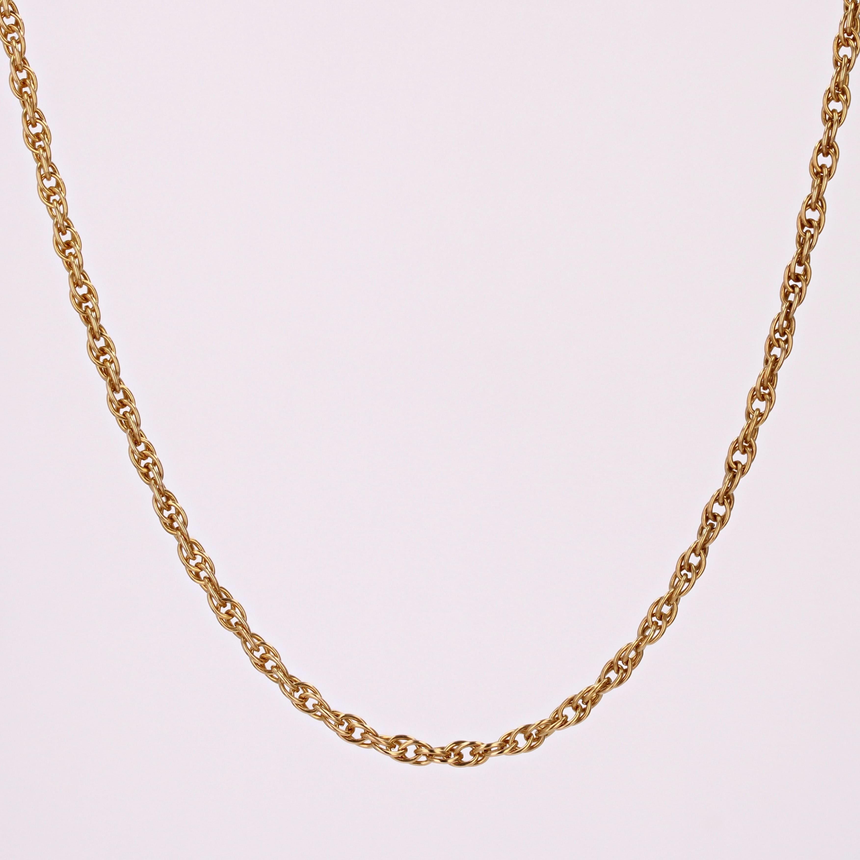 18 Karat Gelbgold Doppel Jaseron Mesh Kette Halskette, Französisch 20. Jahrhundert im Angebot 2