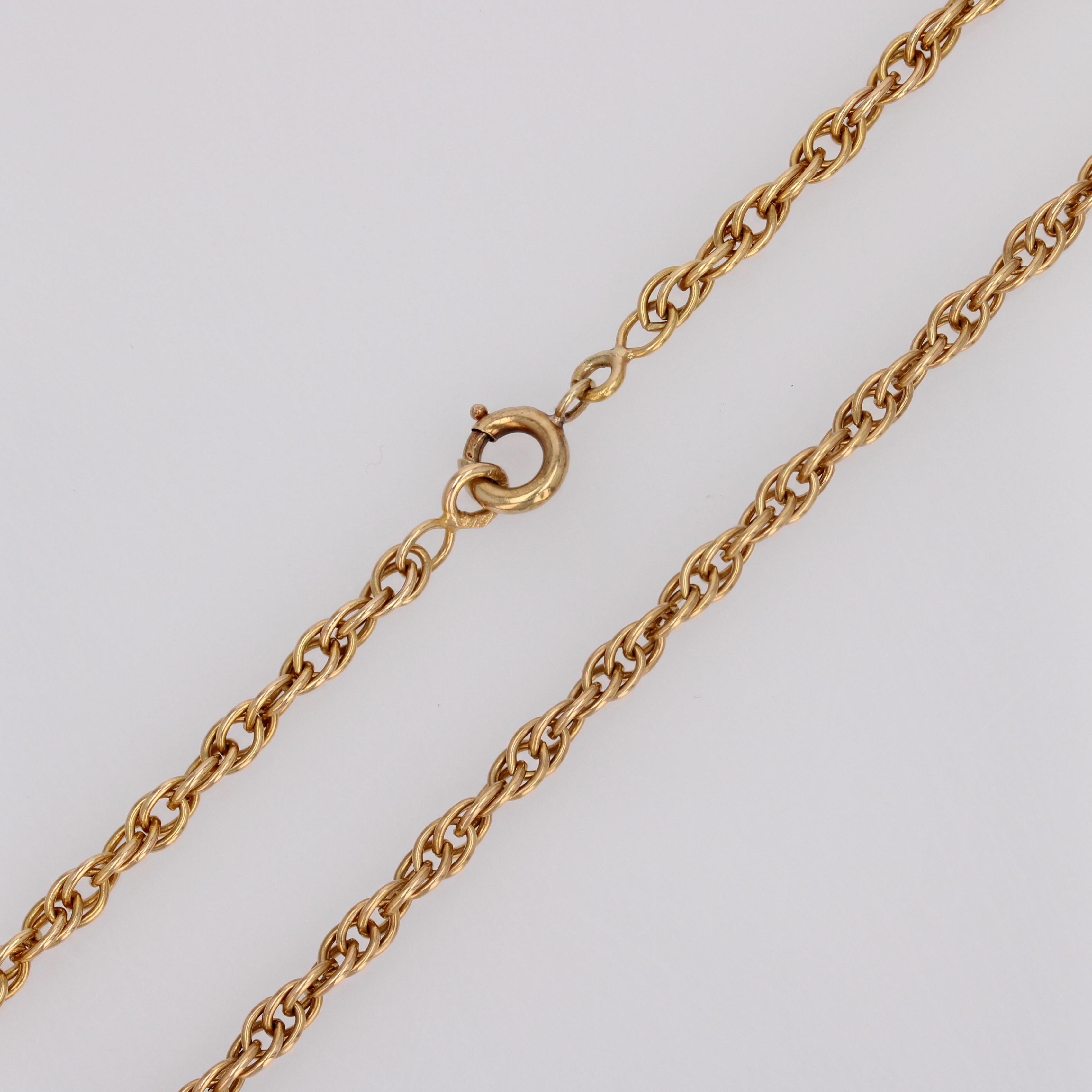18 Karat Gelbgold Doppel Jaseron Mesh Kette Halskette, Französisch 20. Jahrhundert im Angebot 3
