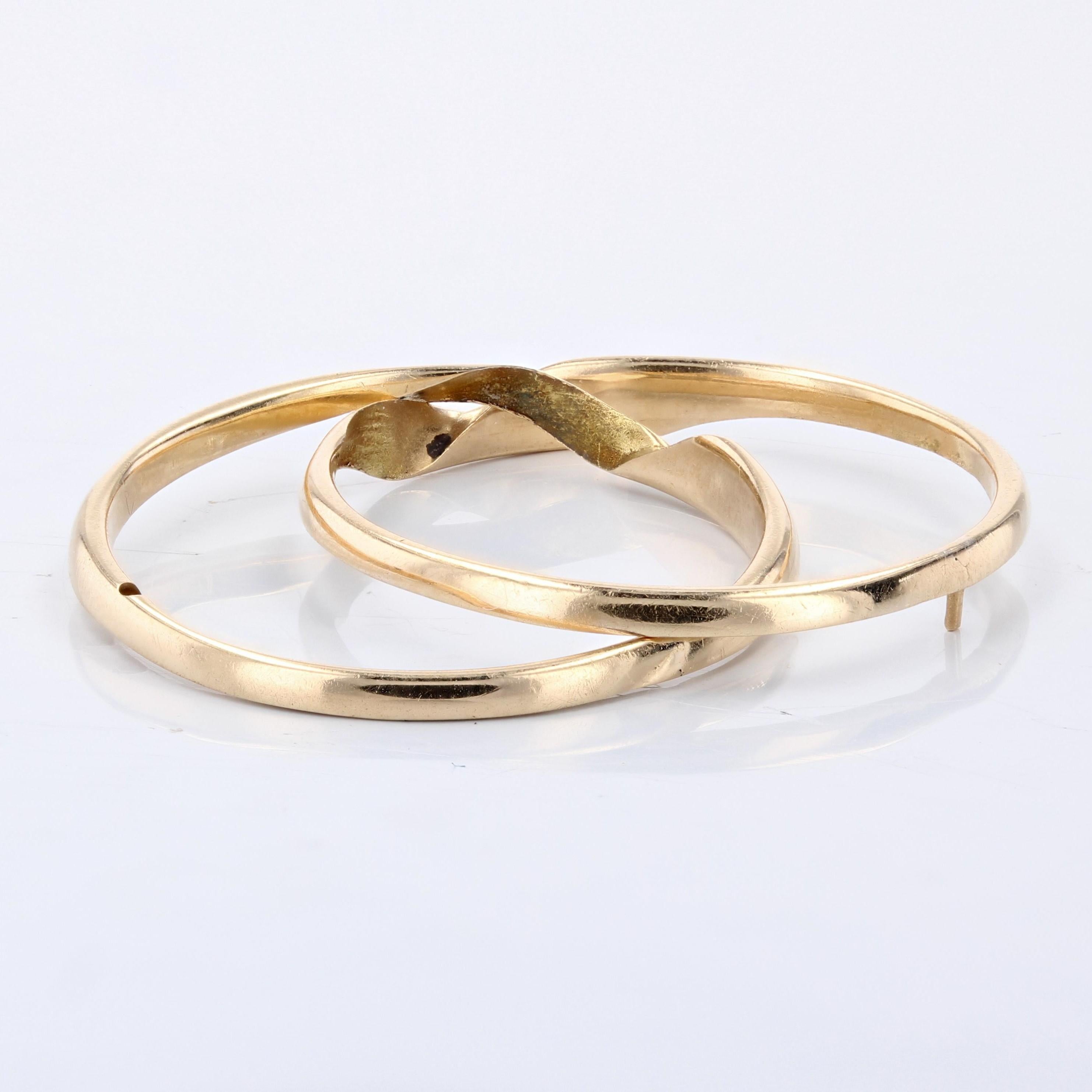 Belle Époque French 20th Century 18 Karat Yellow Gold Double Ring Wedding Band For Sale