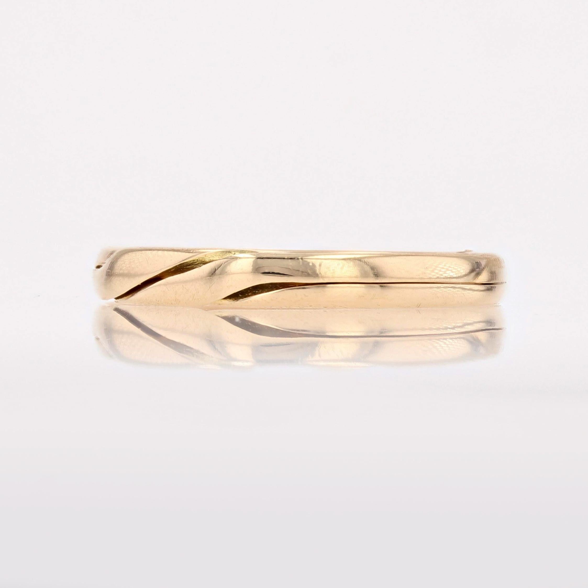 French 20th Century 18 Karat Yellow Gold Double Ring Wedding Band In Good Condition For Sale In Poitiers, FR