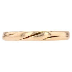 Vintage French 20th Century 18 Karat Yellow Gold Double Ring Wedding Band