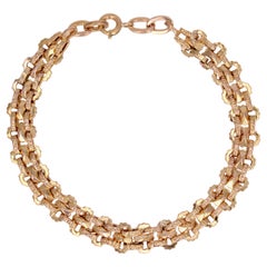 Bracelet français du 20ème siècle à double rangée d'or jaune 18 carats