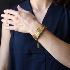 French 20th Century 18 Karat Yellow Gold Drilled Bangle Bracelet