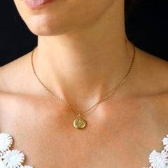 French 20th Century 18 Karat Yellow Gold Engraved Round Locket Pendant