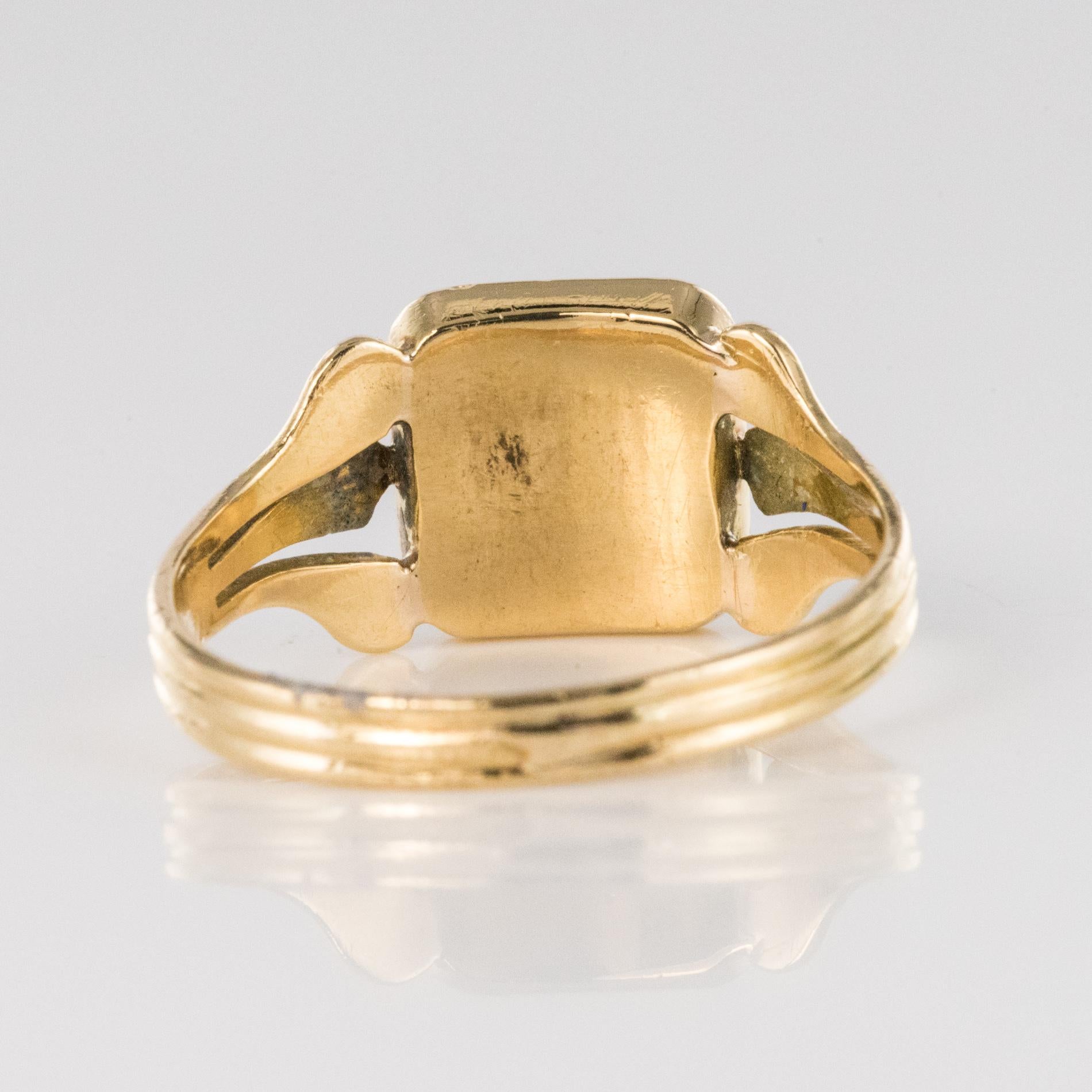 French 20th Century 18 Karat Yellow Gold Engraved Signet Ring For Sale ...
