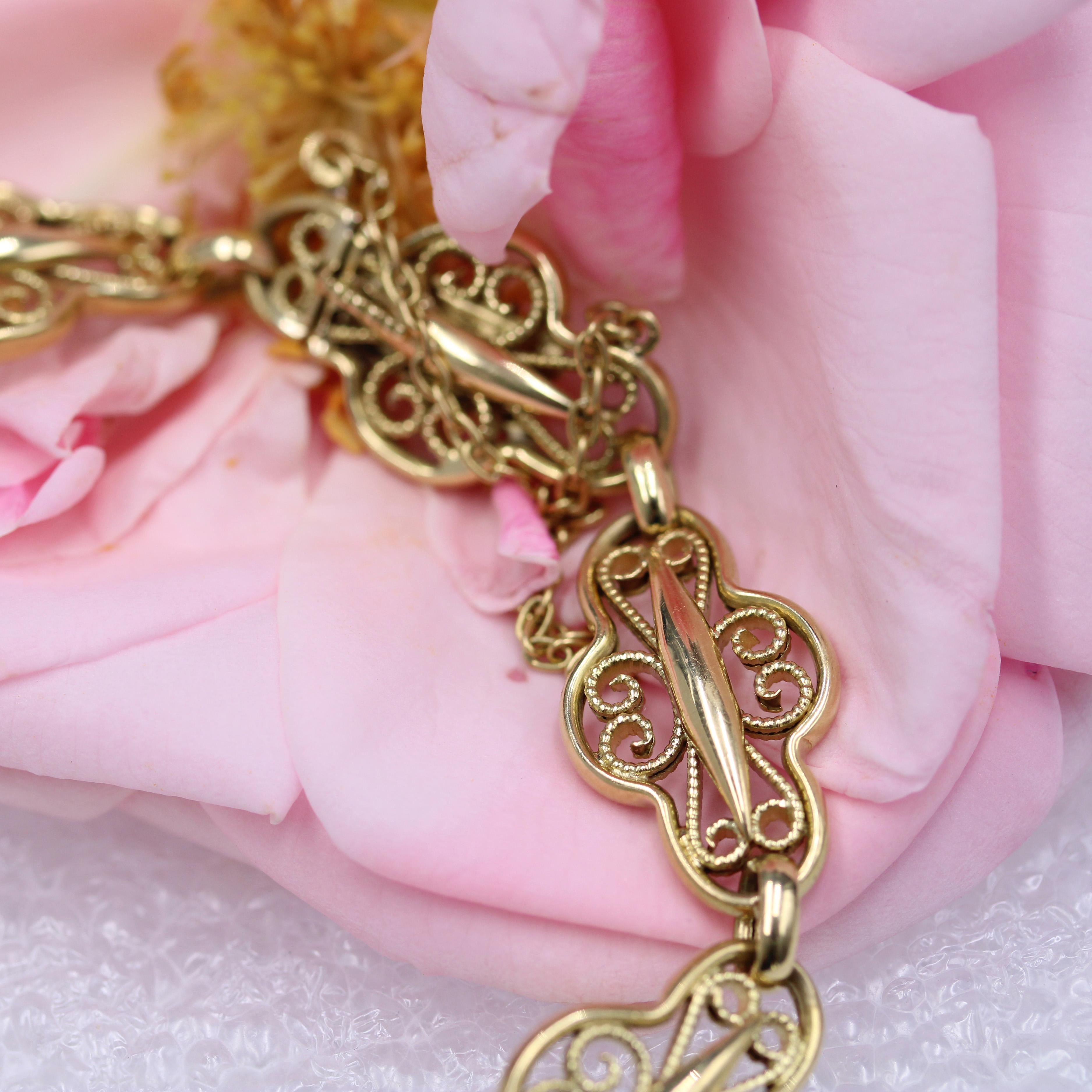 French 20th Century 18 Karat Yellow Gold Filigree Bracelet 1