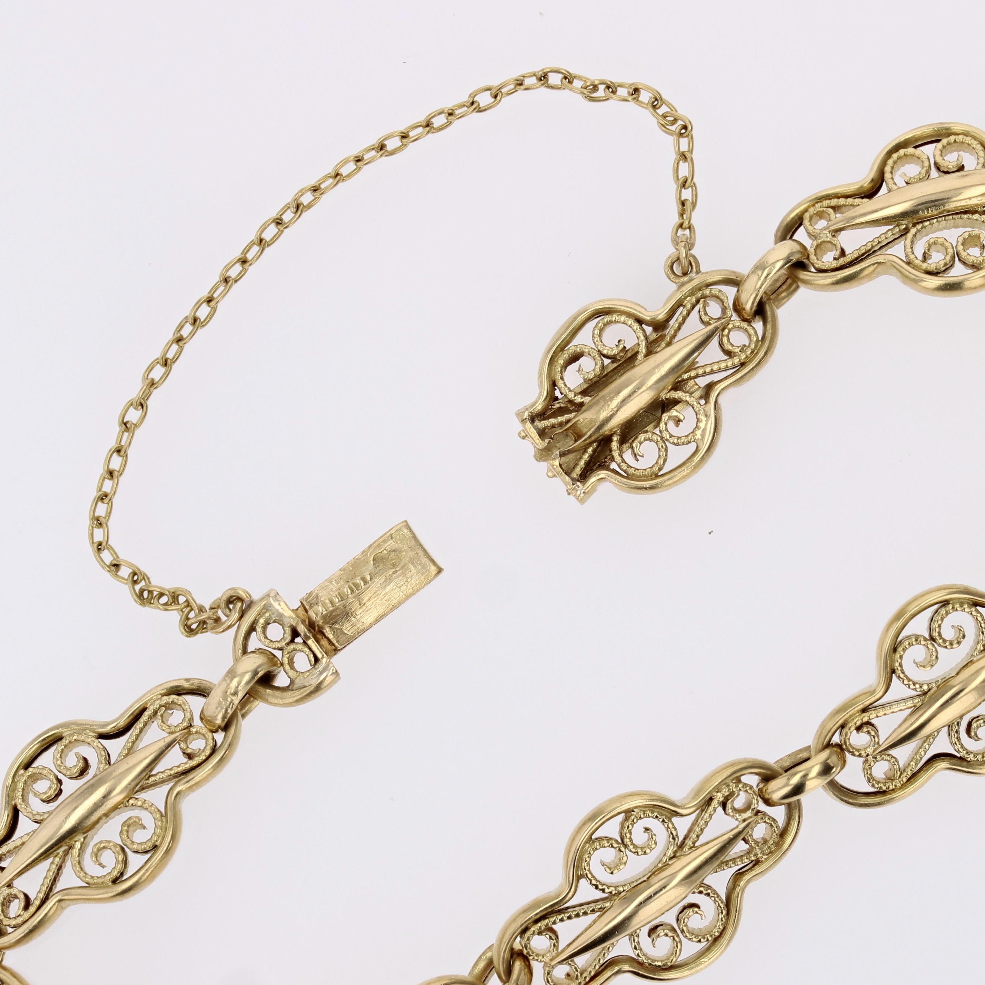 French 20th Century 18 Karat Yellow Gold Filigree Bracelet 3