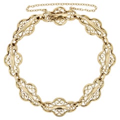 French 20th Century 18 Karat Yellow Gold Filigree Bracelet