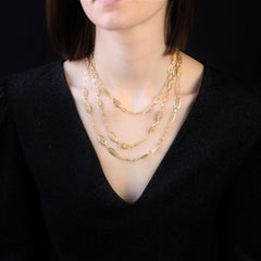 French 20th Century 18 Karat Yellow Gold Filigree Links Long Necklace