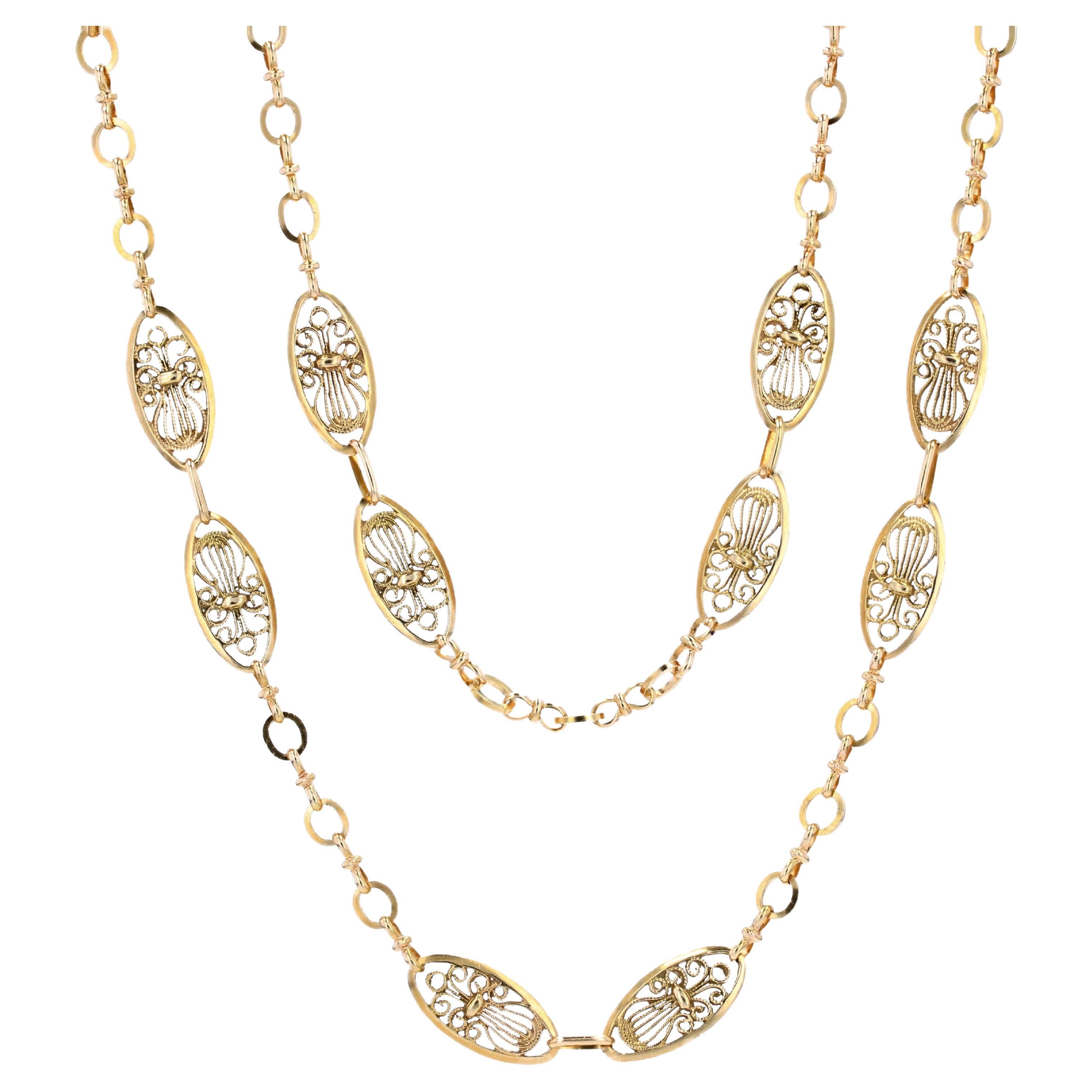 Antique French Filigree Gold Necklace For Sale at 1stDibs gold