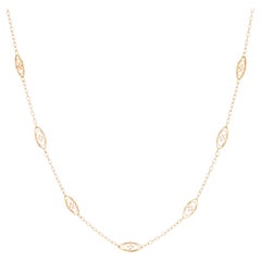 French 20th Century 18 Karat Yellow Gold Filigree Links Long Necklace