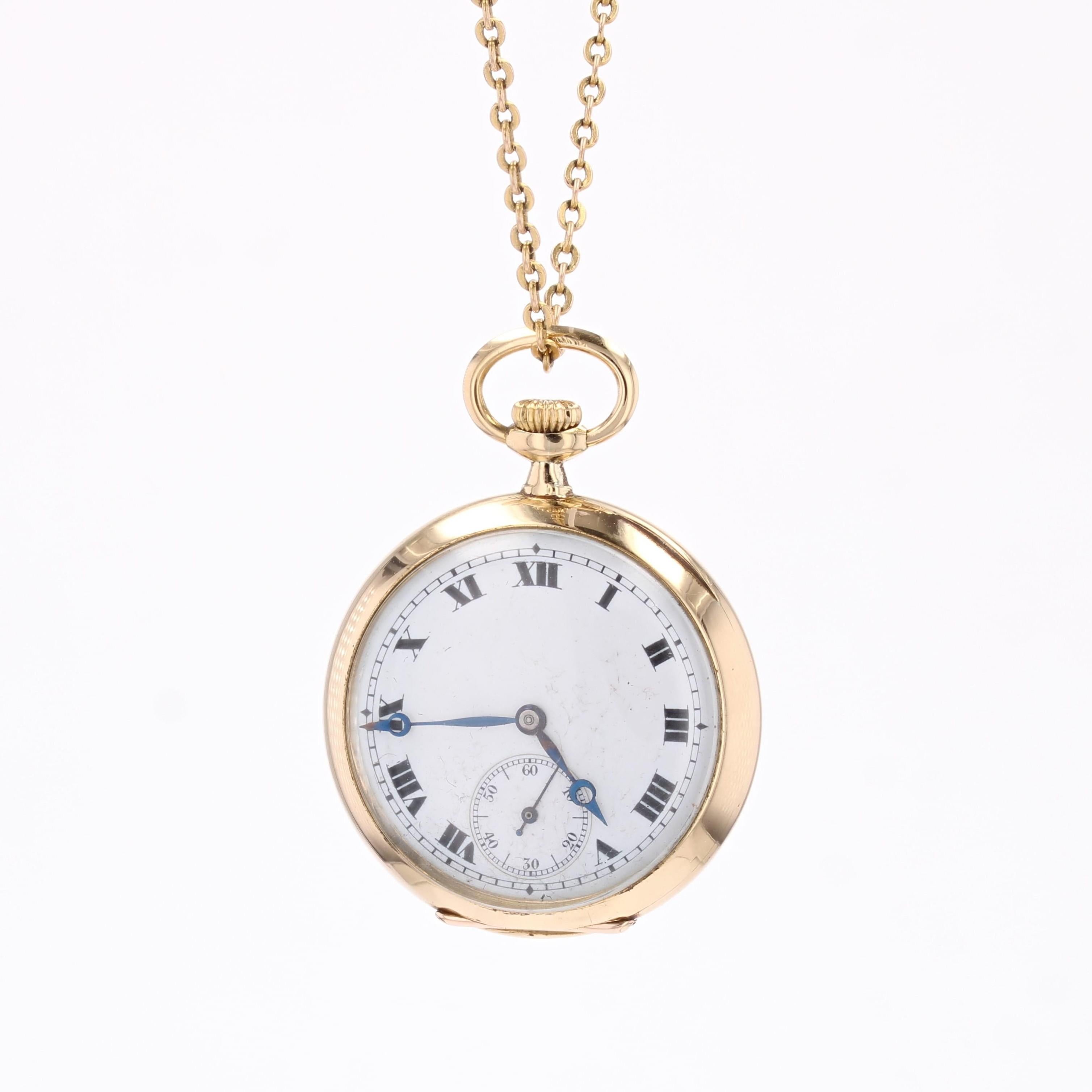 Belle Époque Pendentif en or jaune 18 carats initiales de montre de poche française du 20e siècle en vente