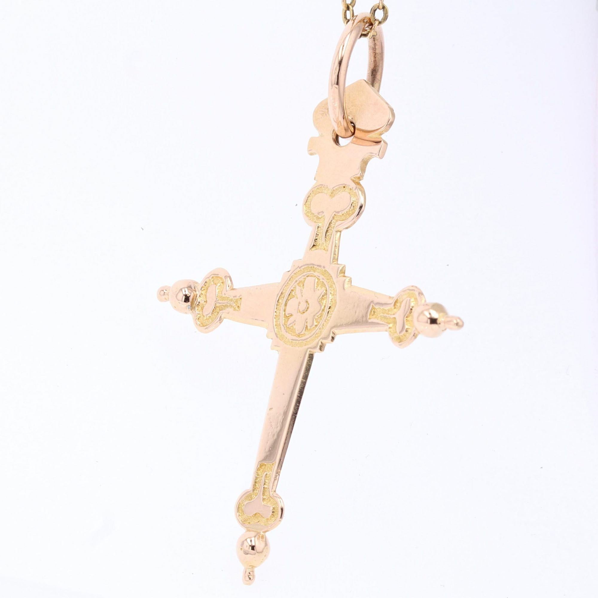 Croix de Jeannette française du 20ème siècle en or jaune 18 carats Bon état - En vente à Poitiers, FR
