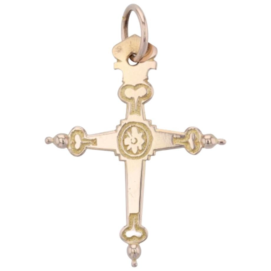French 20th Century 18 Karat Yellow Gold Jeannette Cross For Sale