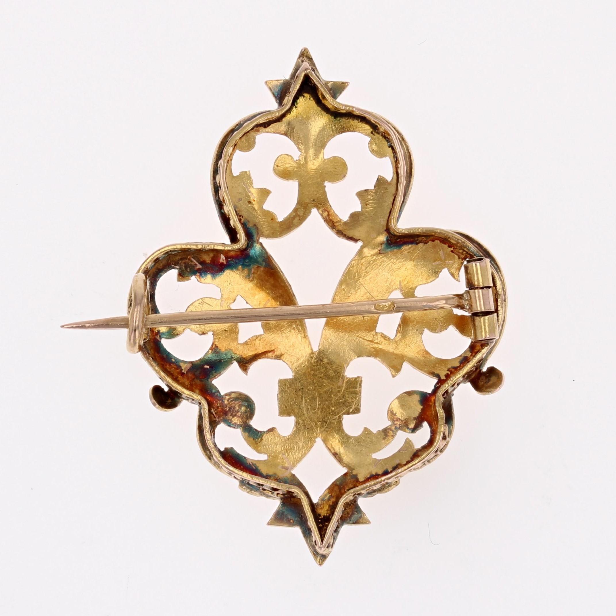 Broche Fleur de Lys en or jaune 18 carats du 20ème siècle en vente 6
