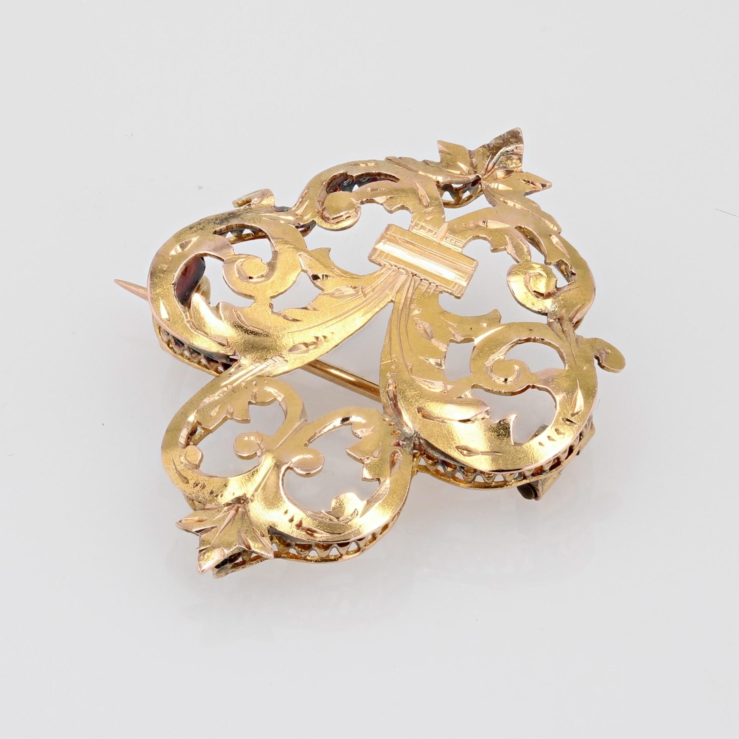 Broche Fleur de Lys en or jaune 18 carats du 20ème siècle Unisexe en vente