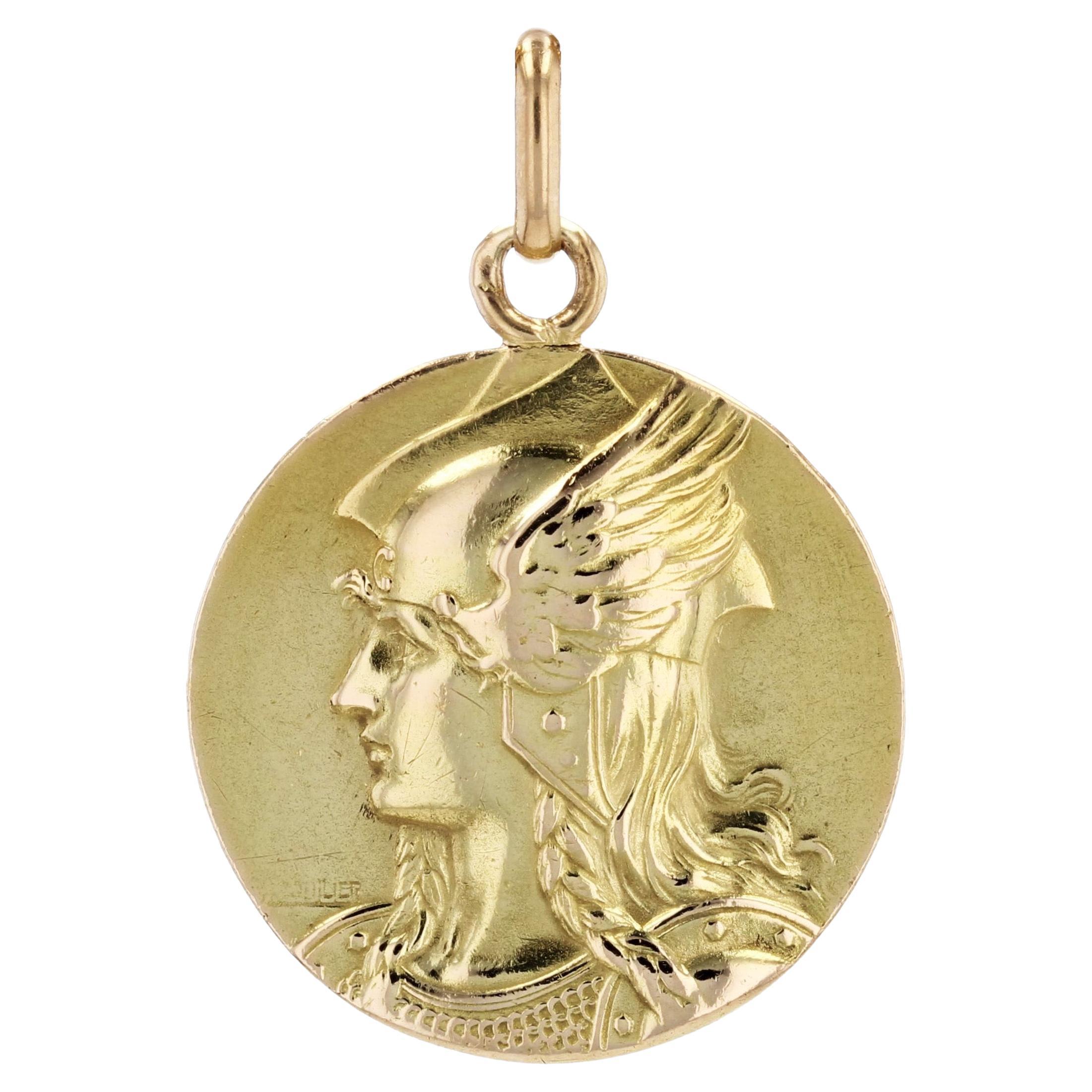 French 20th Century 18 Karat Yellow Gold Marianne and Rooster Medal