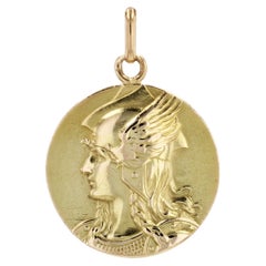 French 20th Century 18 Karat Yellow Gold Marianne and Rooster Medal