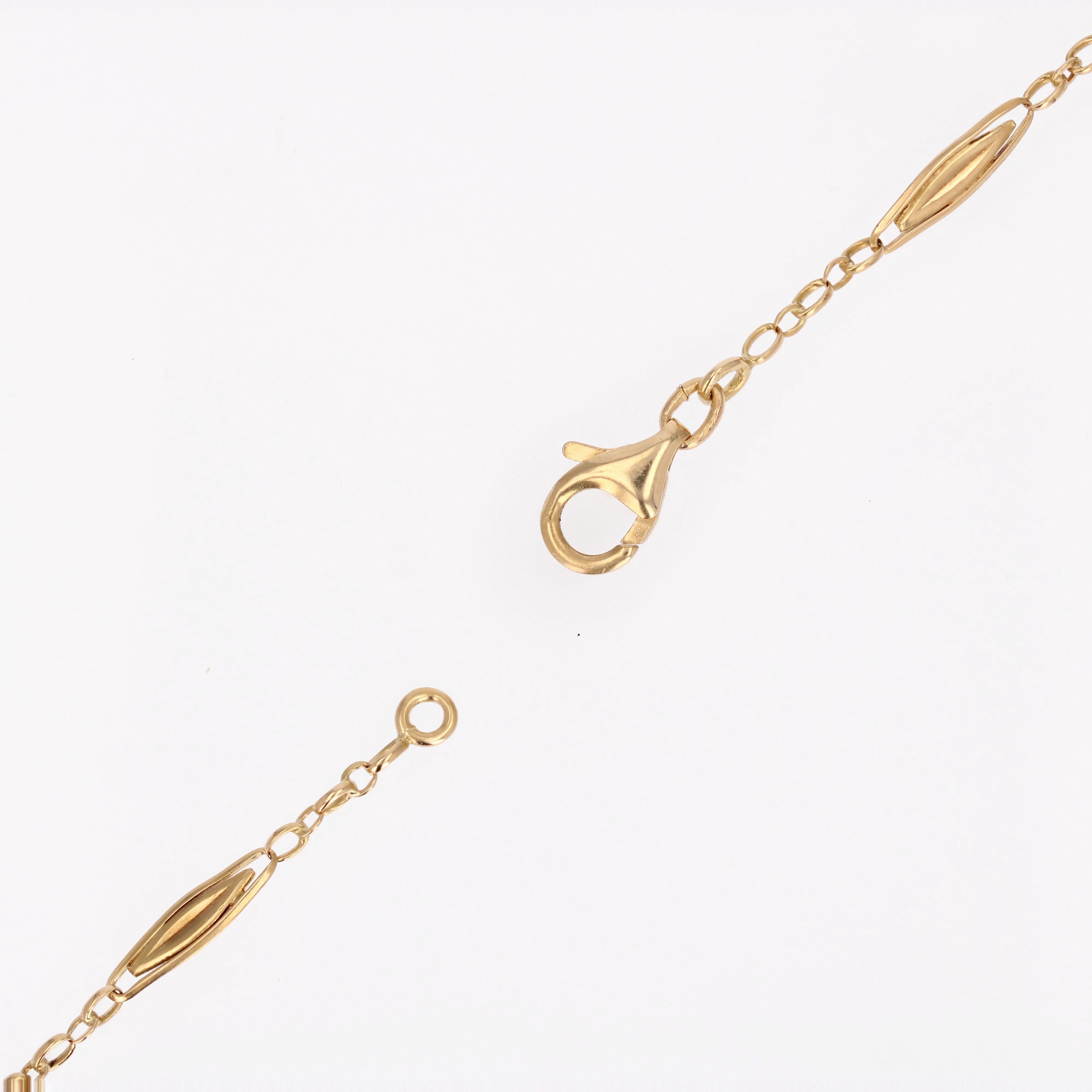 French 20th Century 18 Karat Yellow Gold Navette Link Chain Necklace For Sale 5