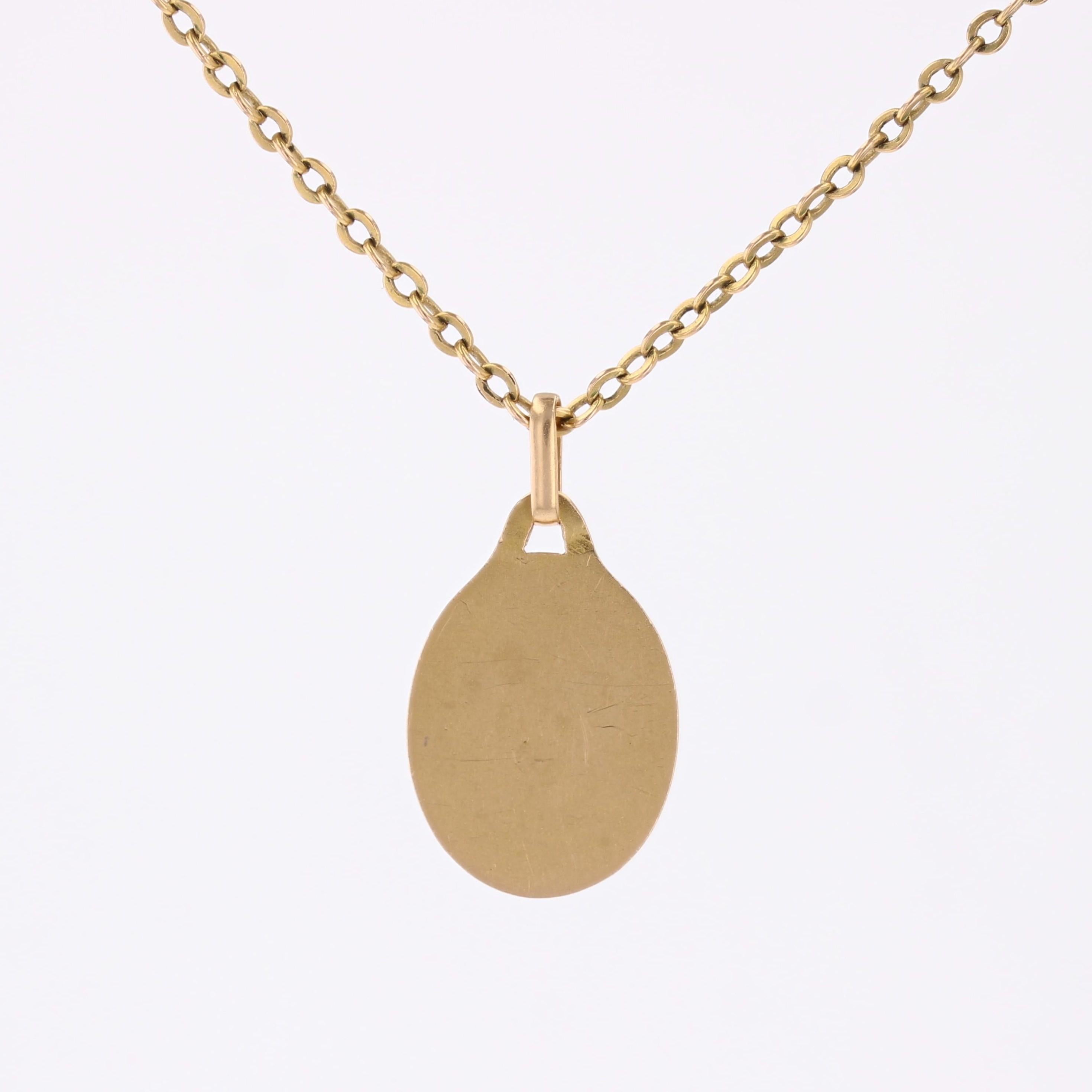 Pendentif médaille ange priant en or jaune 18 carats français du 20e siècle en vente 3