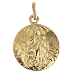 Antique French 20th Century 18 Karat Yellow Gold Signed Lasserre Scapular Medal Pendant