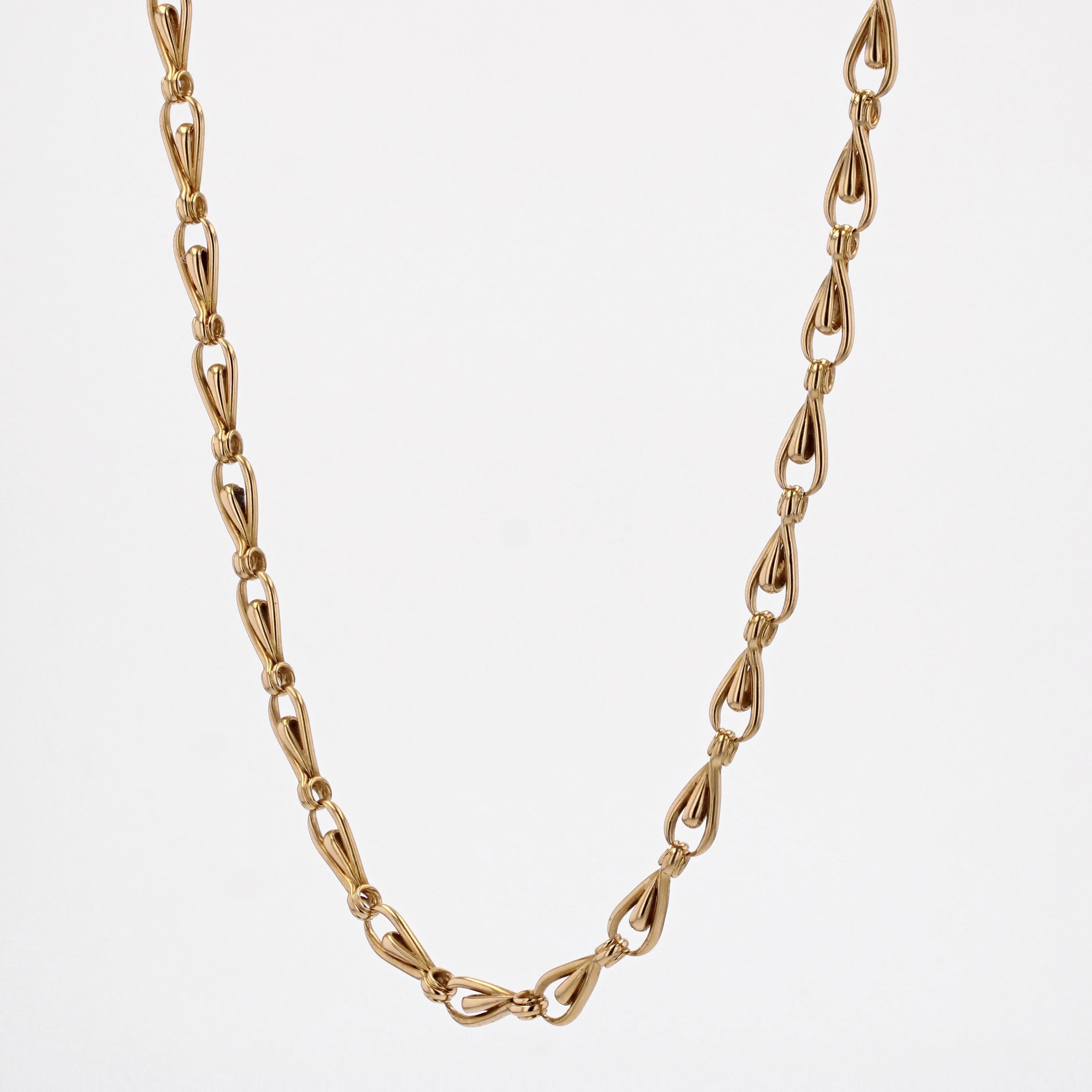 Chaîne collier français du 20ème siècle en or jaune 18 carats Pour femmes en vente