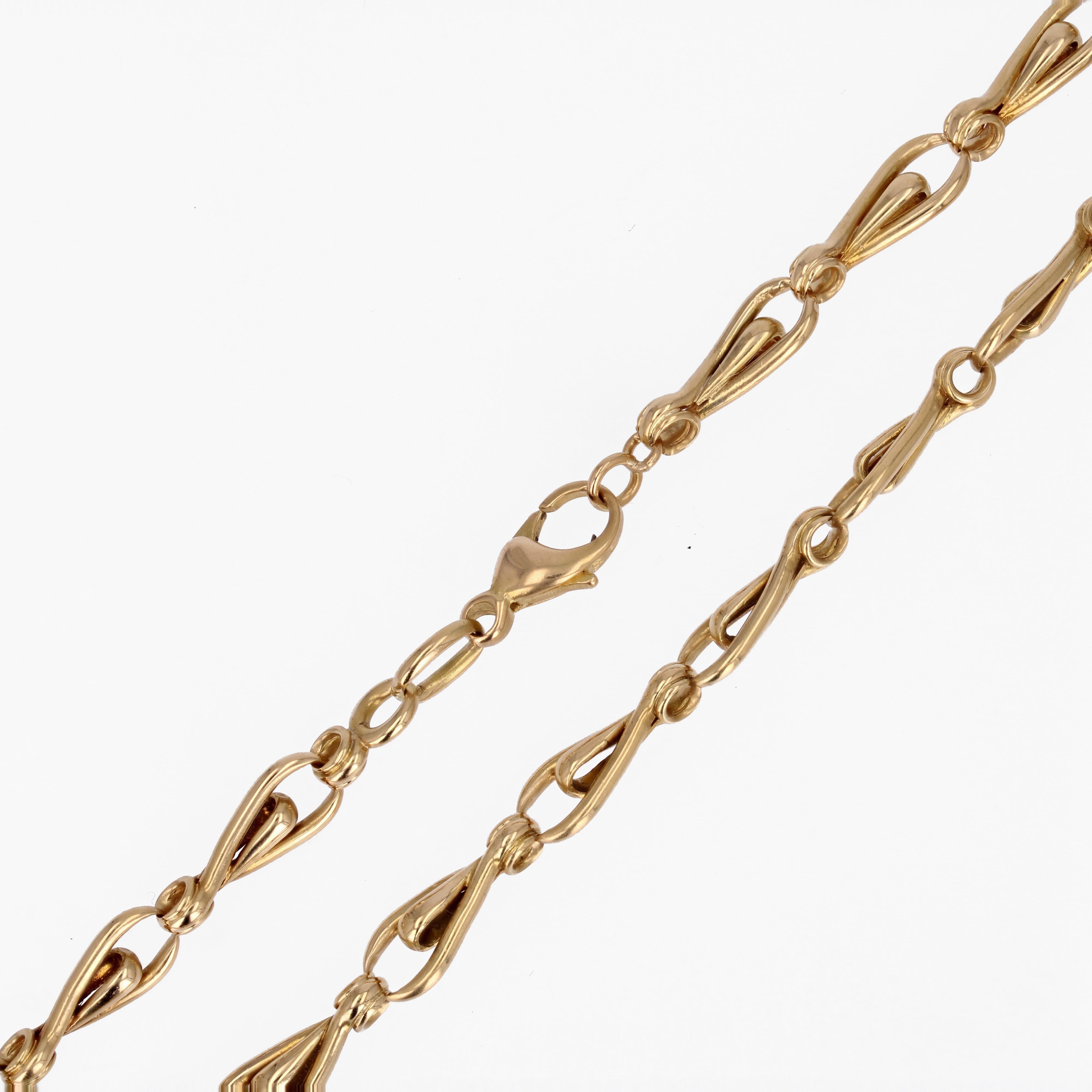 Chaîne collier français du 20ème siècle en or jaune 18 carats en vente 4