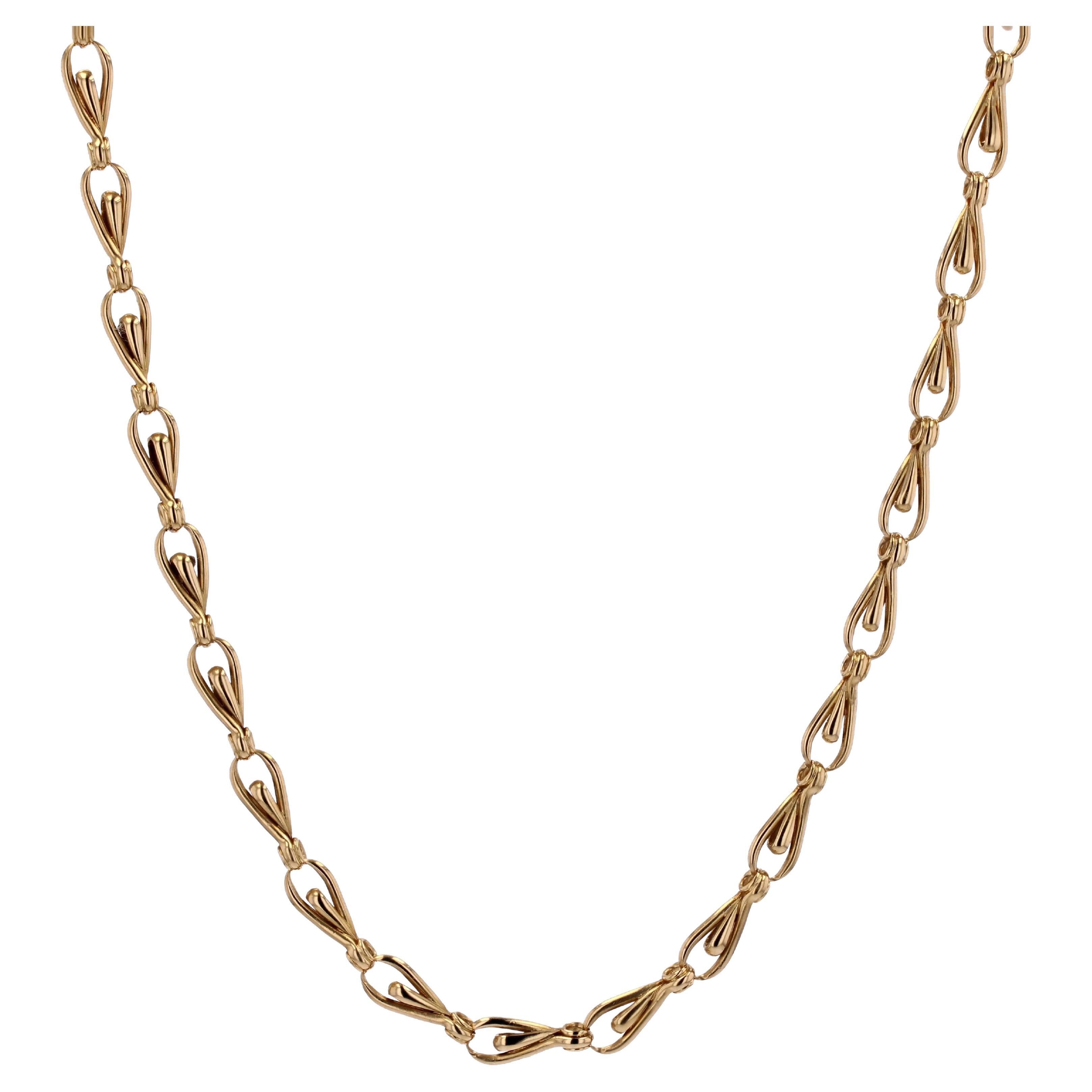 French 20th Century 18 Karat Yellow Gold Staple Chain Necklace