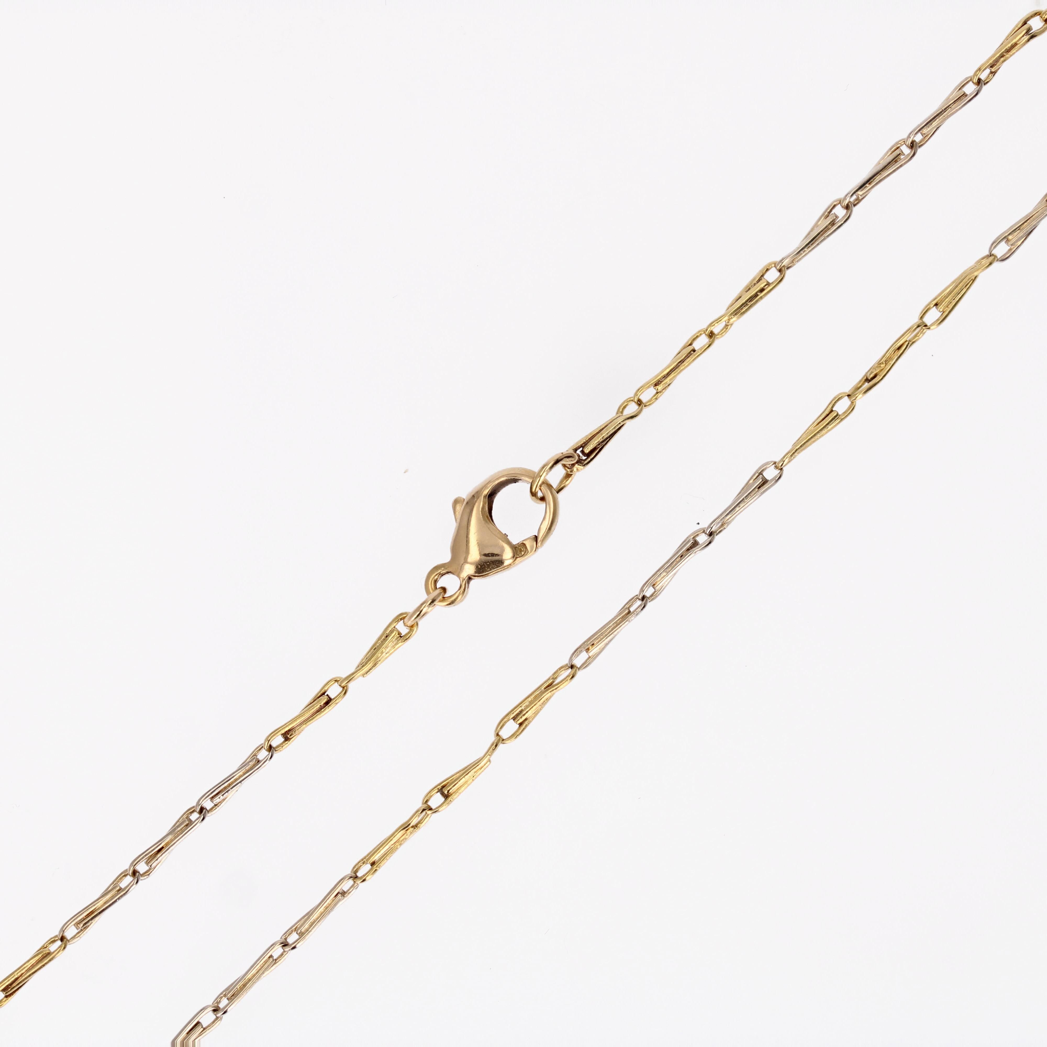 Collar francés de cadena de eslabones de grapas de oro amarillo de 18 quilates del siglo XX en venta 7